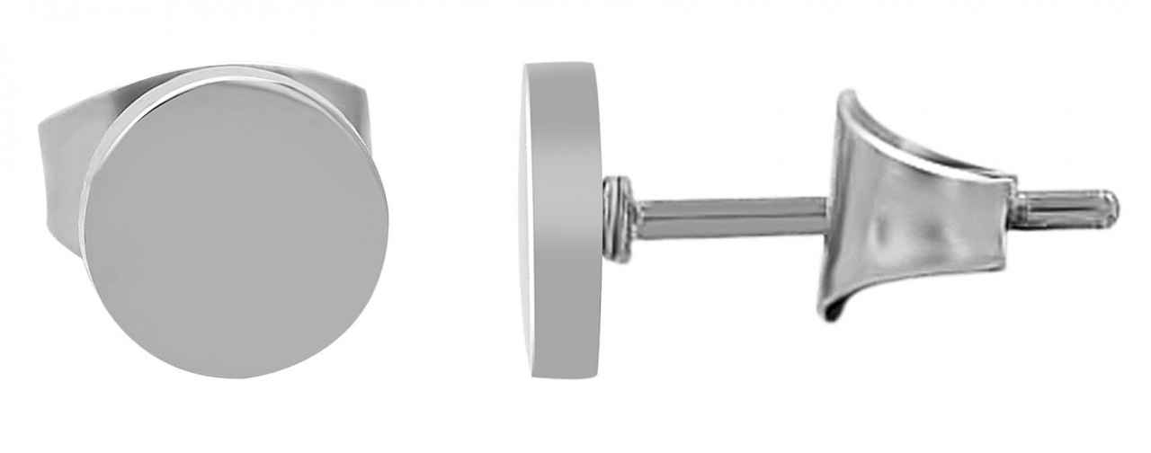 Adelia's Unisex Stainless Steel Stud Earrings Silver 6 mm