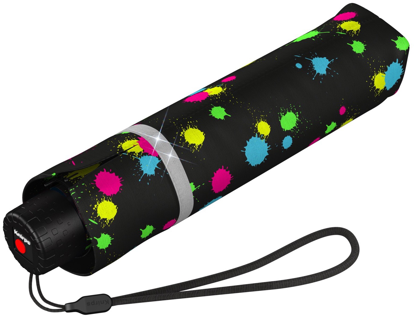 Knirps® Taschenregenschirm »Rookie manual, bubble bust reflective«, für Kinder; mit umlaufendem, reflektierendem Band