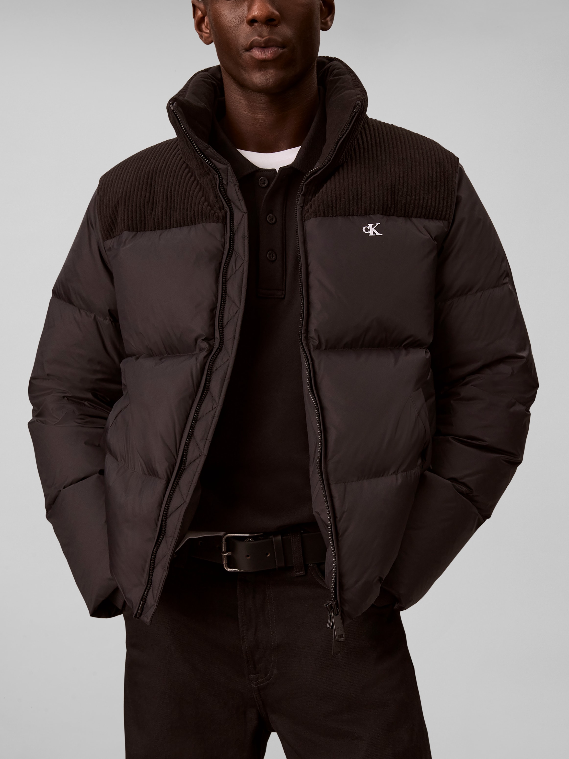 Calvin Klein Steppjacke »MIXED MEDIA DOWN PUFFER« ohne Kapuze Regular fit mit Stehkragen