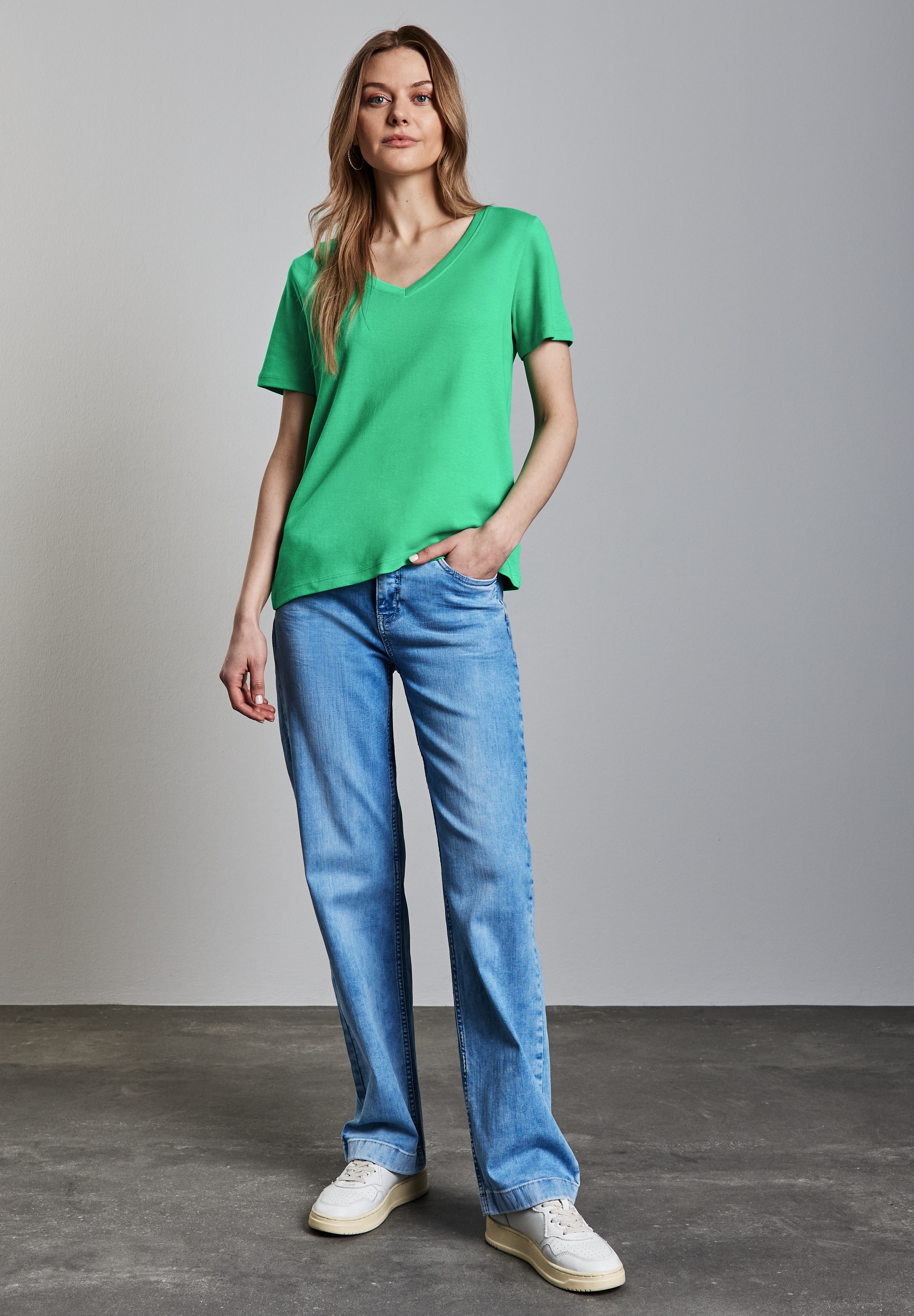 STREET ONE V-Shirt, aus reiner Baumwolle