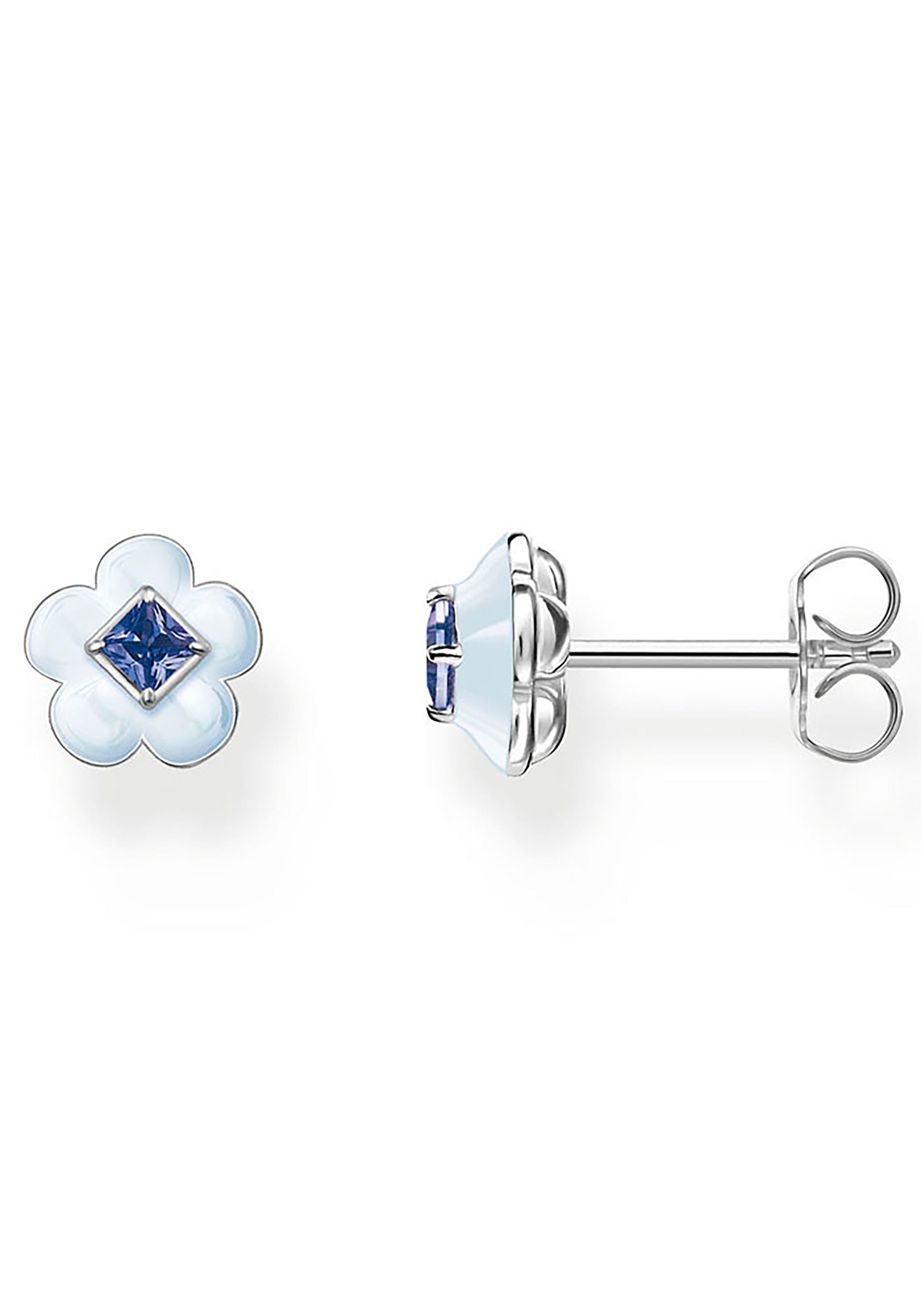 THOMAS SABO Paar mit »Blume Glas-Keramik für H2269-496-1«, Ohrstecker bestellen Stein, BAUR blauem mit Stein 