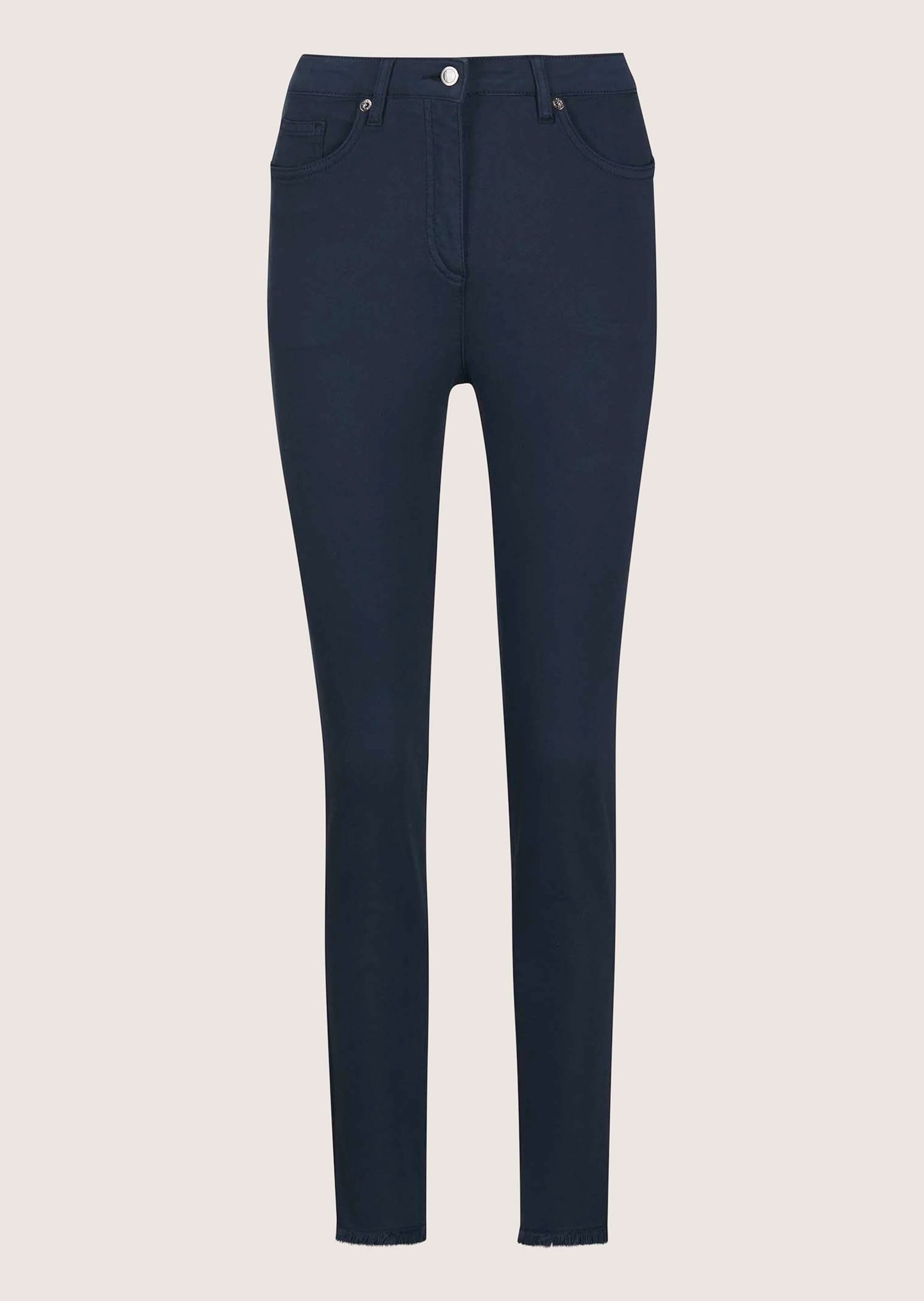 MADELEINE "Jeans Mid Waist Skinny-Hose mit Fransen" mit Fransensaum