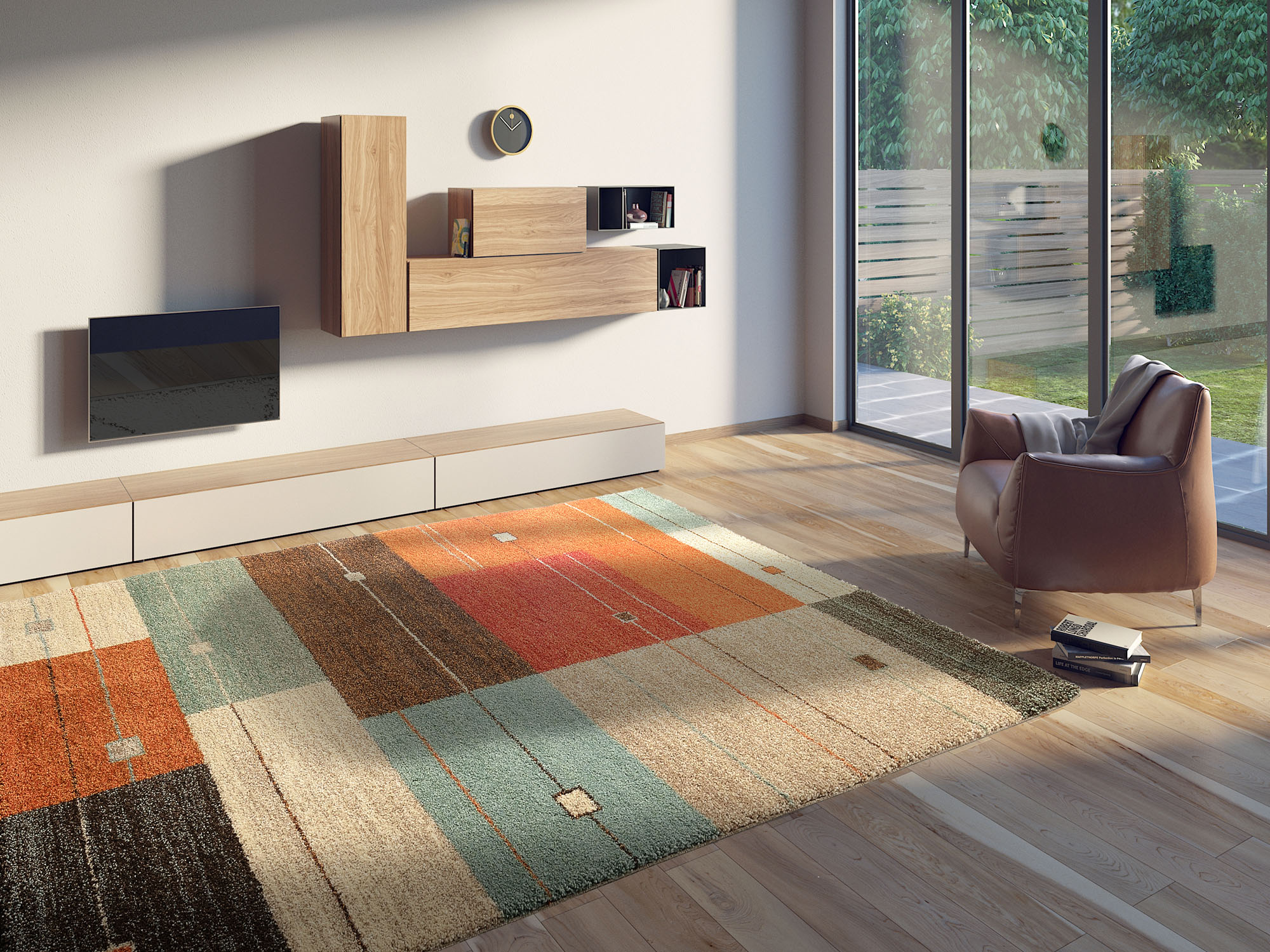 OCI DIE TEPPICHMARKE Teppich "CASTLE MODENA, auch als Läufer erhältlich" rechteckig 20 mm Höhe dichter Frisé Kurzflor, kariert, Wohnzimmer, Schlafzimmer