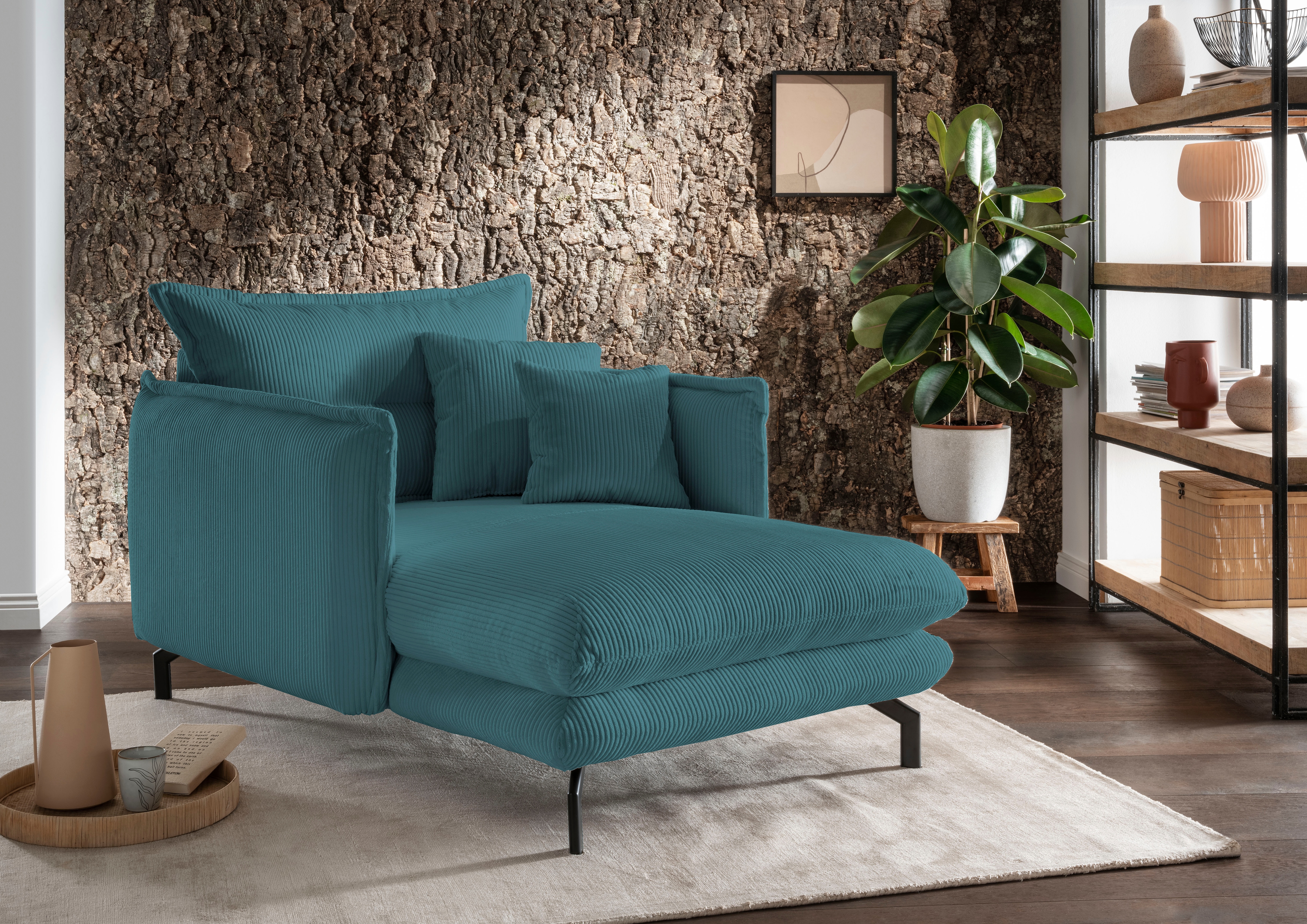 Home affaire Relaxsessel "LAVA Loveseat, modern & bequem, schmale Armlehnen, B/T 111/167cm" zwei verschiedene Fußfarben wählbar