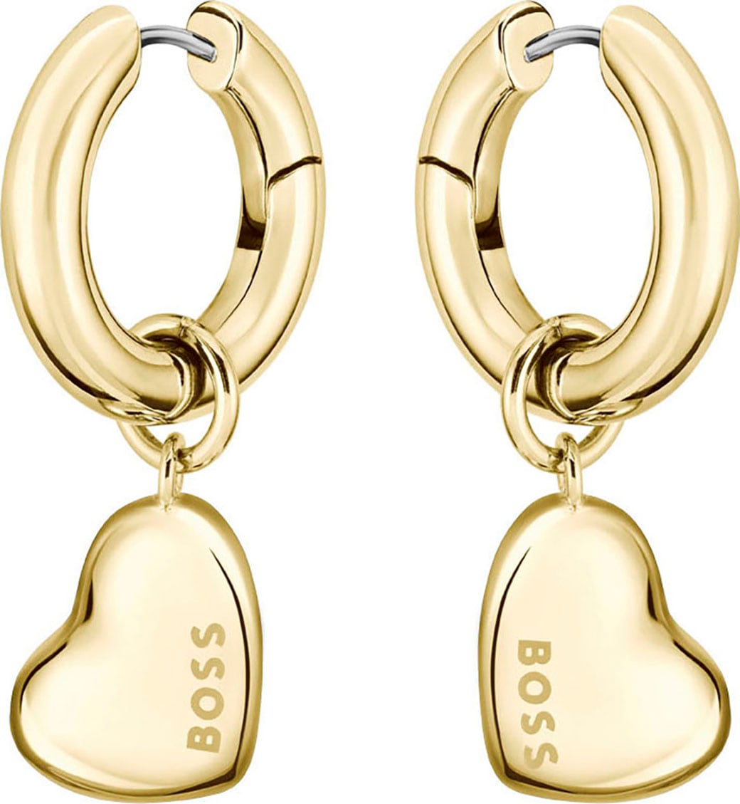 BOSS Paar Creolen »HONEY LOVE, Herz, 1580640, 1580641«, Einhänger abnehmbar