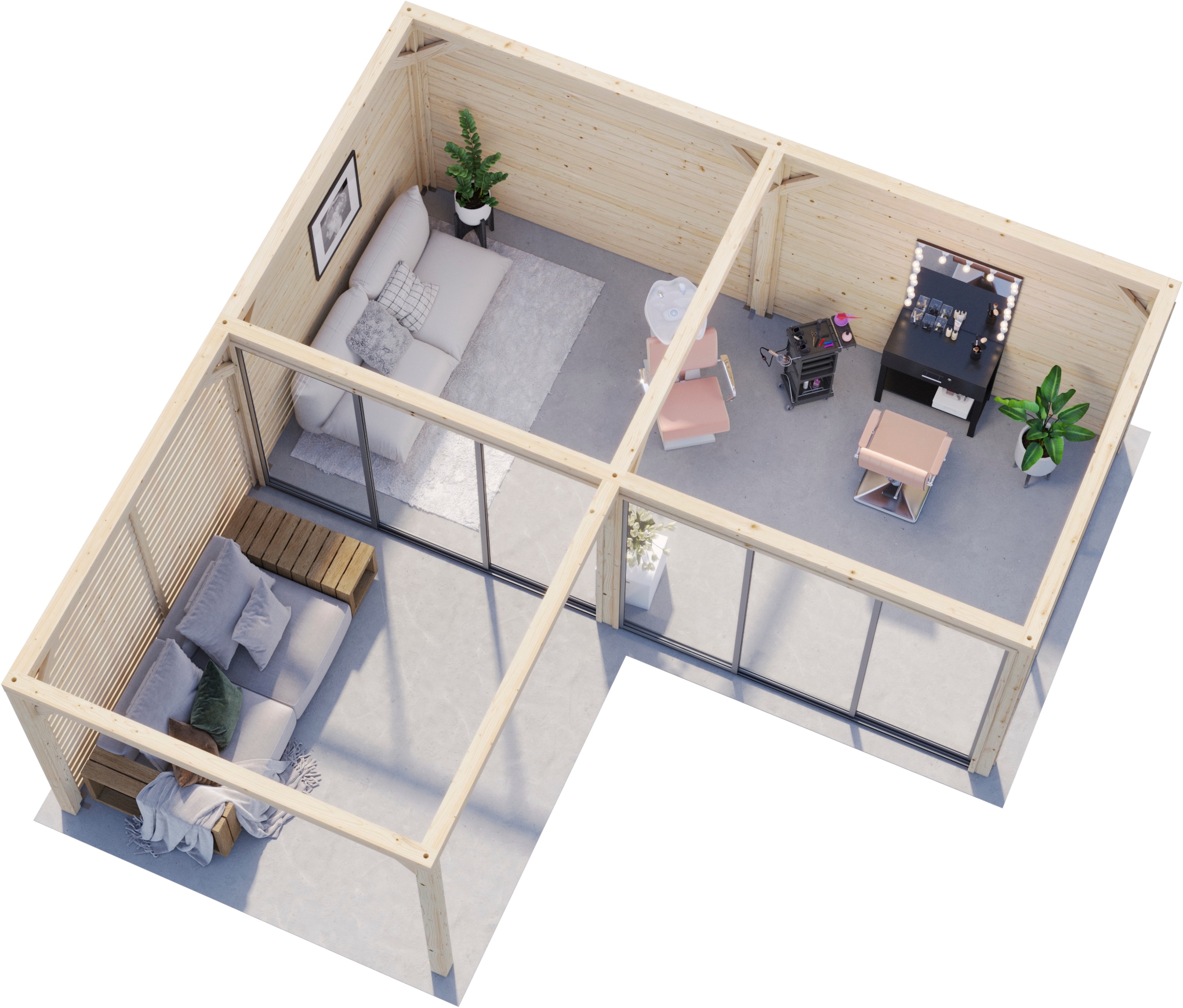 Palmako Gartenhaus »Lenna 24,9 m², Set 714 Slide Plus«