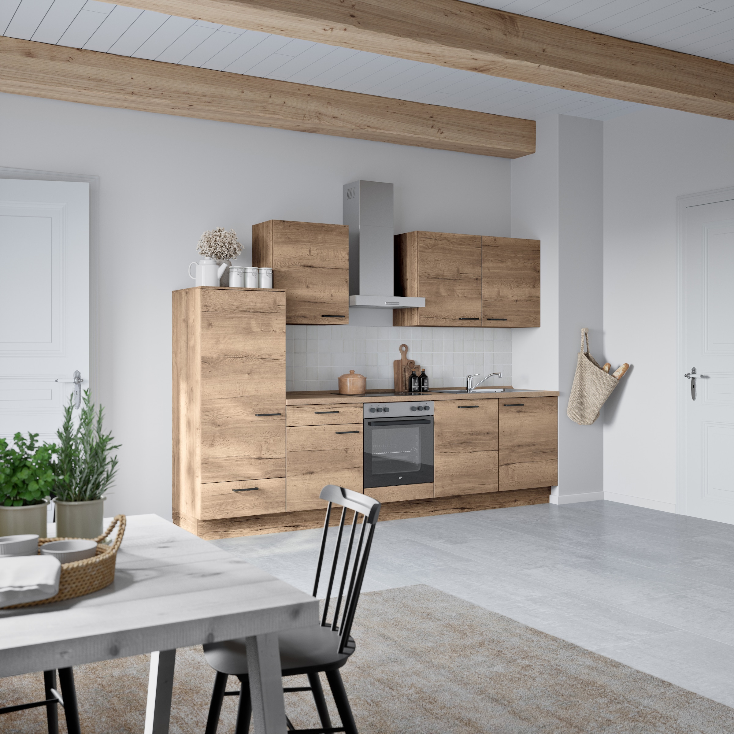 nobilia® Küchenzeile »"Structura I"« vormontiert, Ausrichtung wählbar, Breite 300 cm, wahlw. mit E-Geräten