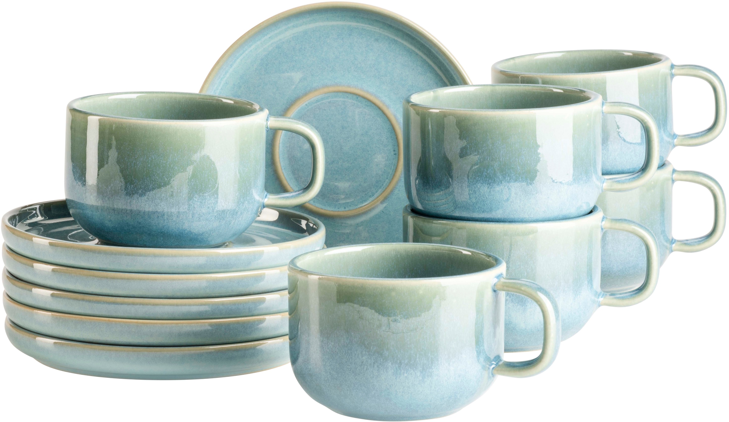 MÄSER Tasse "Kaffeetassen-Set Cordelia, aus Steinzeug" 12er Set, bestehend günstig online kaufen