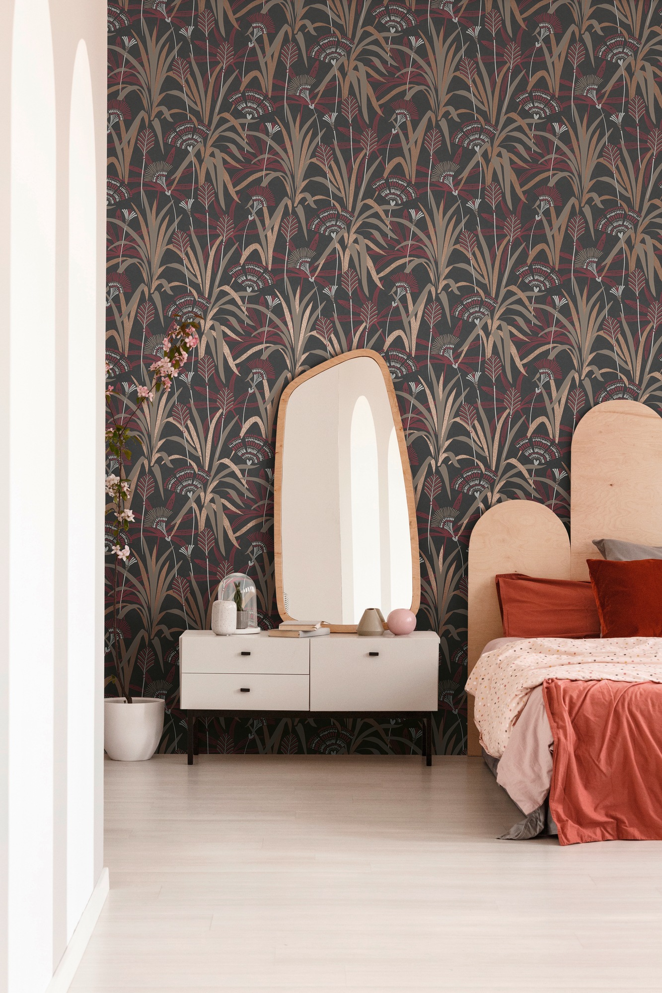 A.S. Création Vliestapete »French Affair florale Tapete Mustertapete Blätter Blattmuster«, leicht glänzend, Vliestapete Blatt-Motiv für Schlafzimmer Küche Wohnzimmer Floral Flur