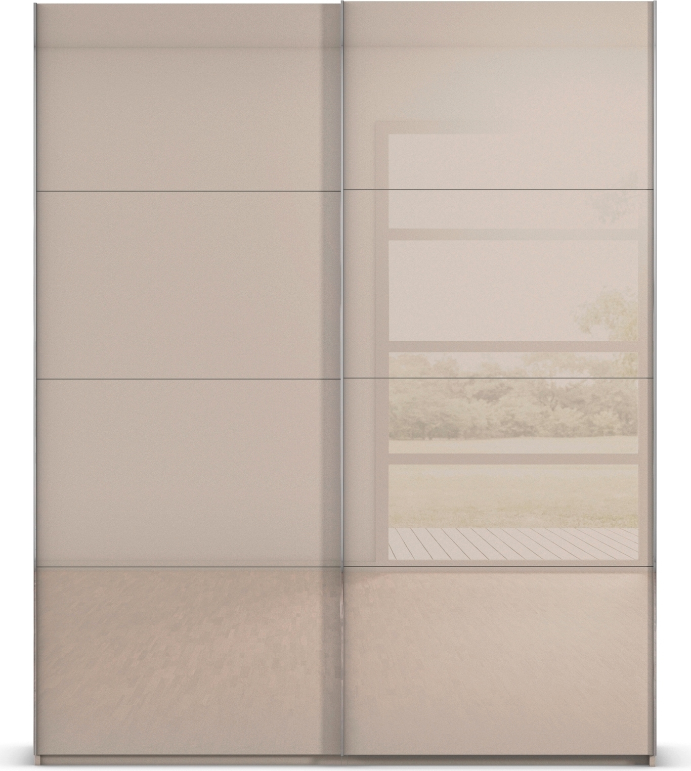 rauch Schwebetürenschrank »Kleiderschrank Schrank Garderobe Schlafzimmerschrank SCALE-FYRA« edle viergeteilte Türen mit Glas-Front viele Farben MADE IN GERMANY