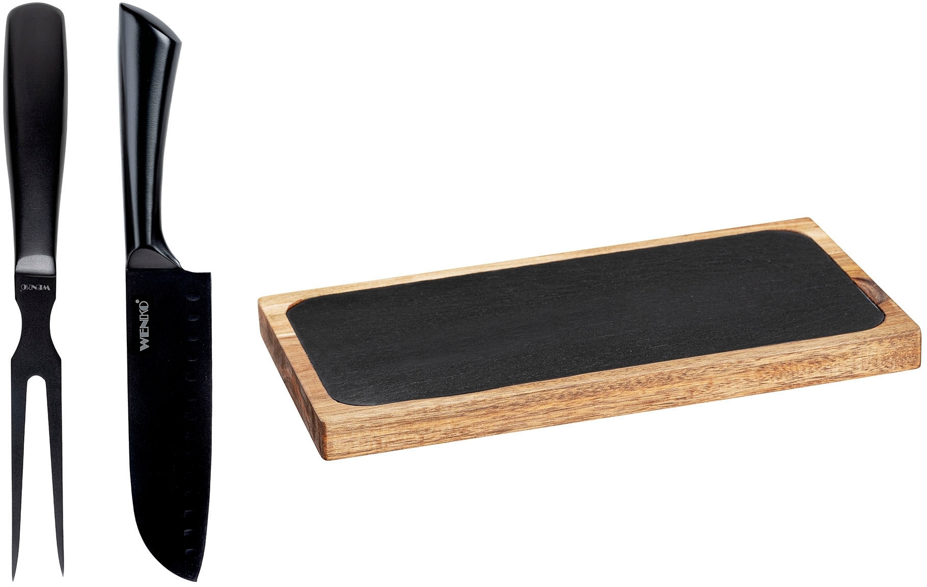 WENKO Servierbrett "Modell Ava mit Fleischgabel & Messer" Tranchierset, Sch günstig online kaufen