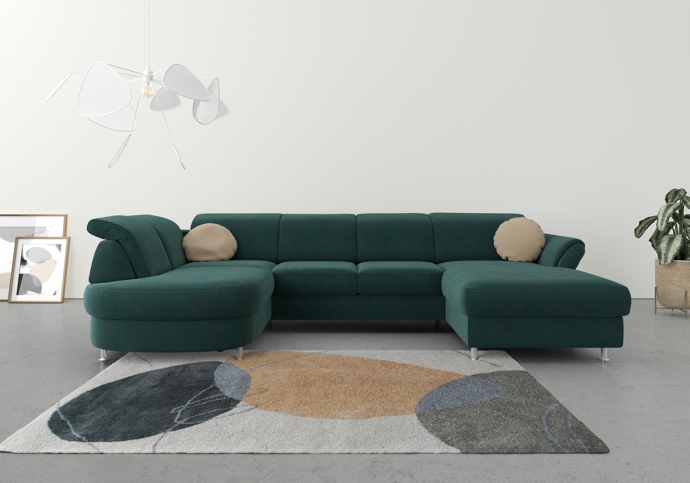 sit&more Wohnlandschaft "Apulia U-Form" wahlweise Schlaffunktion, Bettkasten und Kopf- und Armteilverstellung
