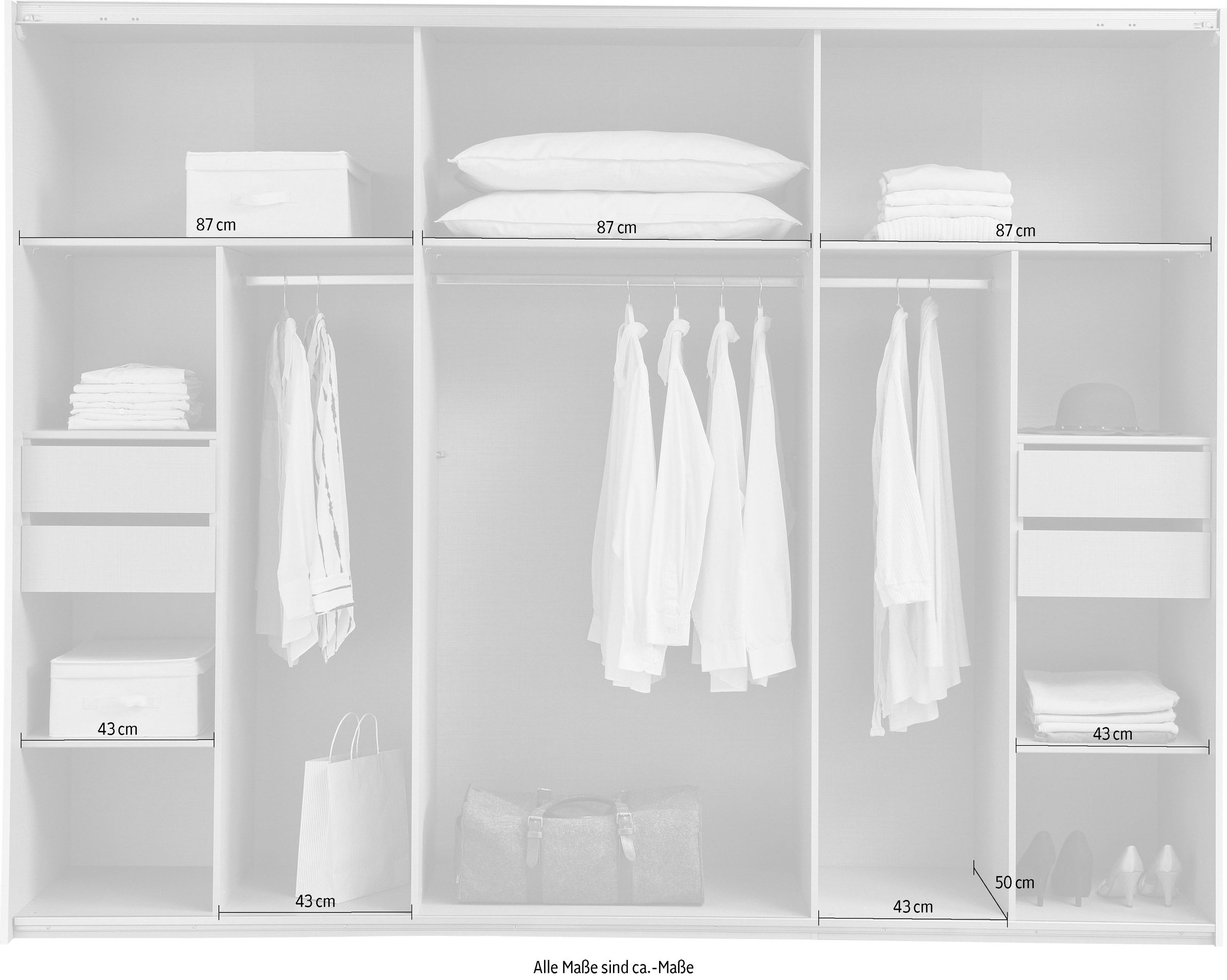 Wimex Schwebetürenschrank »Jork Kleiderschrank mit Spiegel, schwarze Metallgriffe«, Schrank in verschiedenen Größen und Innenausstattungsvarianten