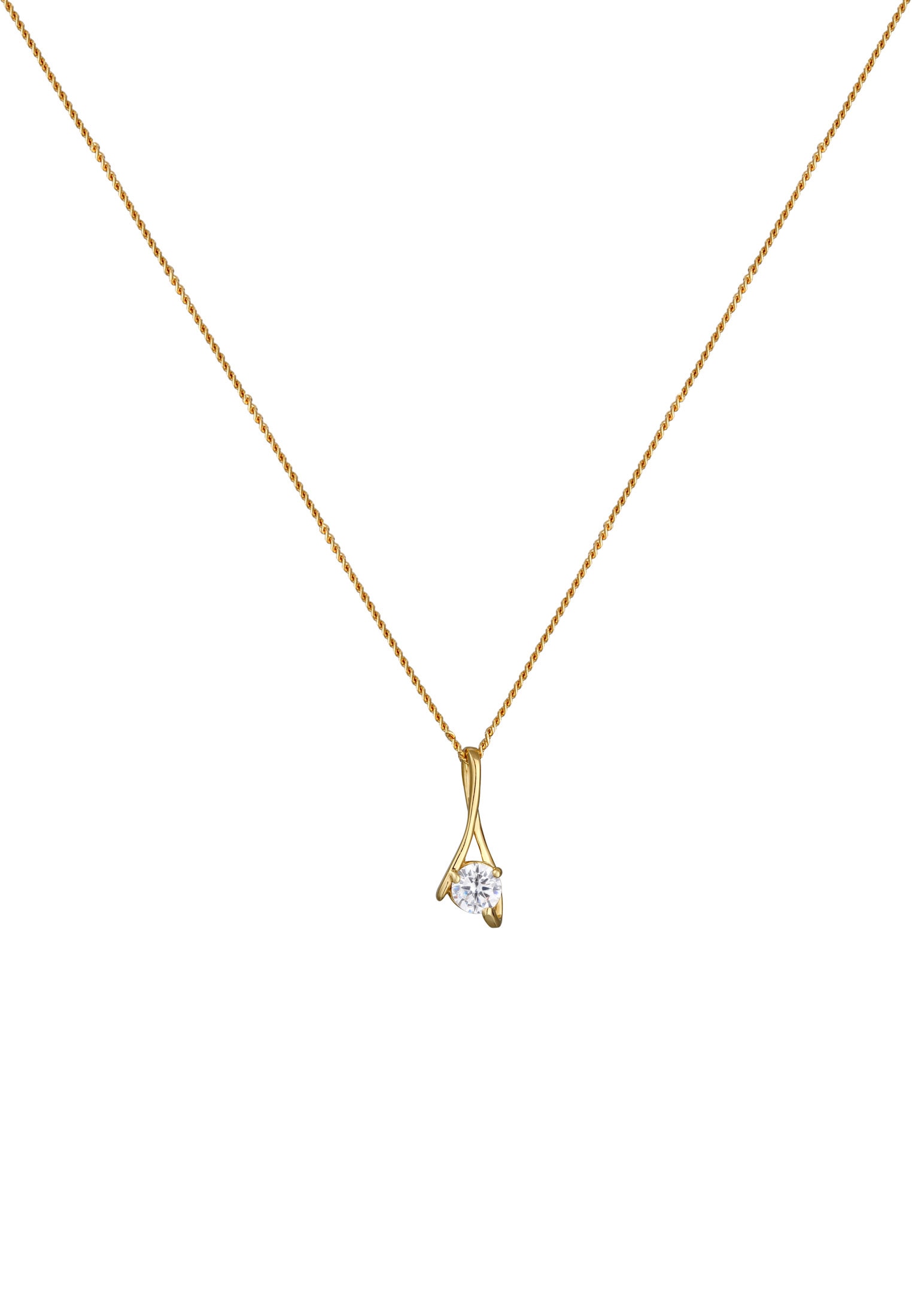 Elli Premium Collierkettchen »Zirkonia 585 Gelbgold«