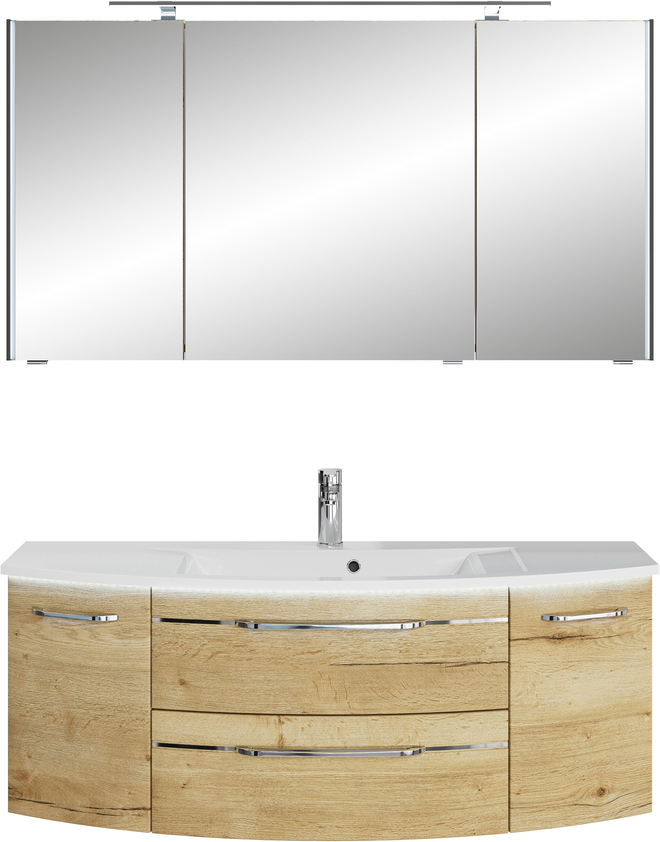 Saphir "Serie 7045 2-teilig Mineralmarmor-Waschtisch mit LED-Spiegelschrank" Set, 2 Stk. tlg.
