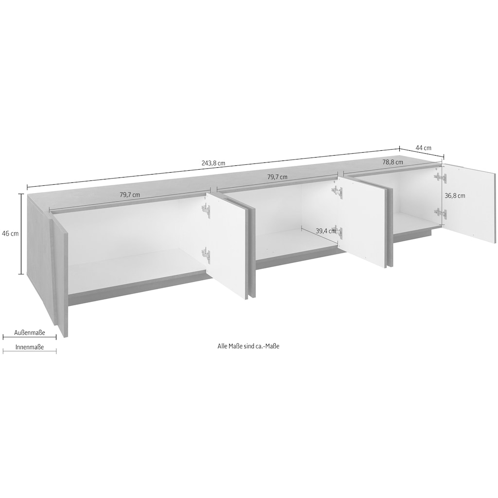 Tecnos Lowboard »PING«, Breite 243,8 cm