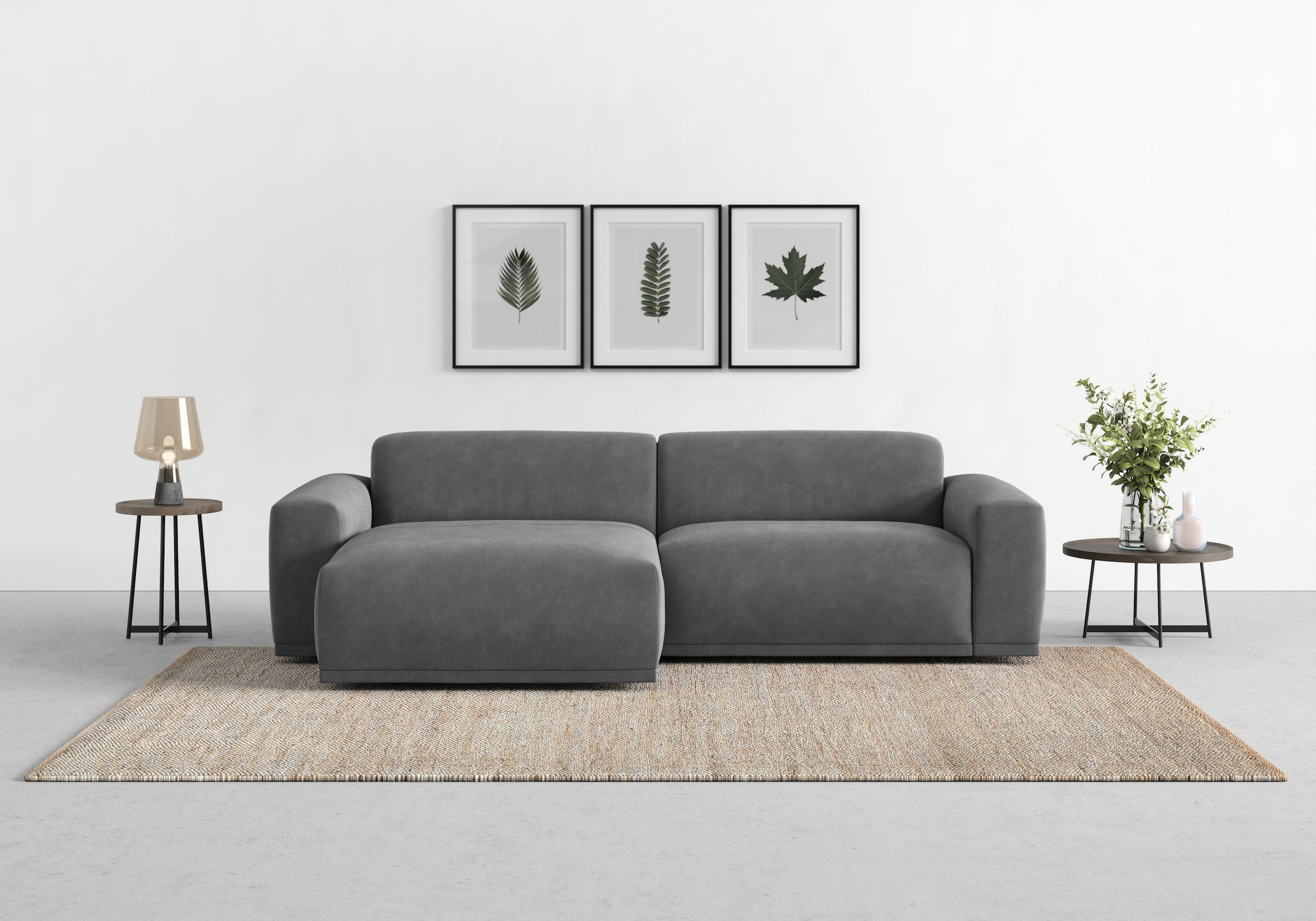 TRENDMANUFAKTUR Ecksofa "Braga, mit hochwertigem Kaltschaum, L-Form, Japandi-Design" modernes Sofa, Couch mit hohem Sitzkomfort, 255/72/160 cm (B/H/T)