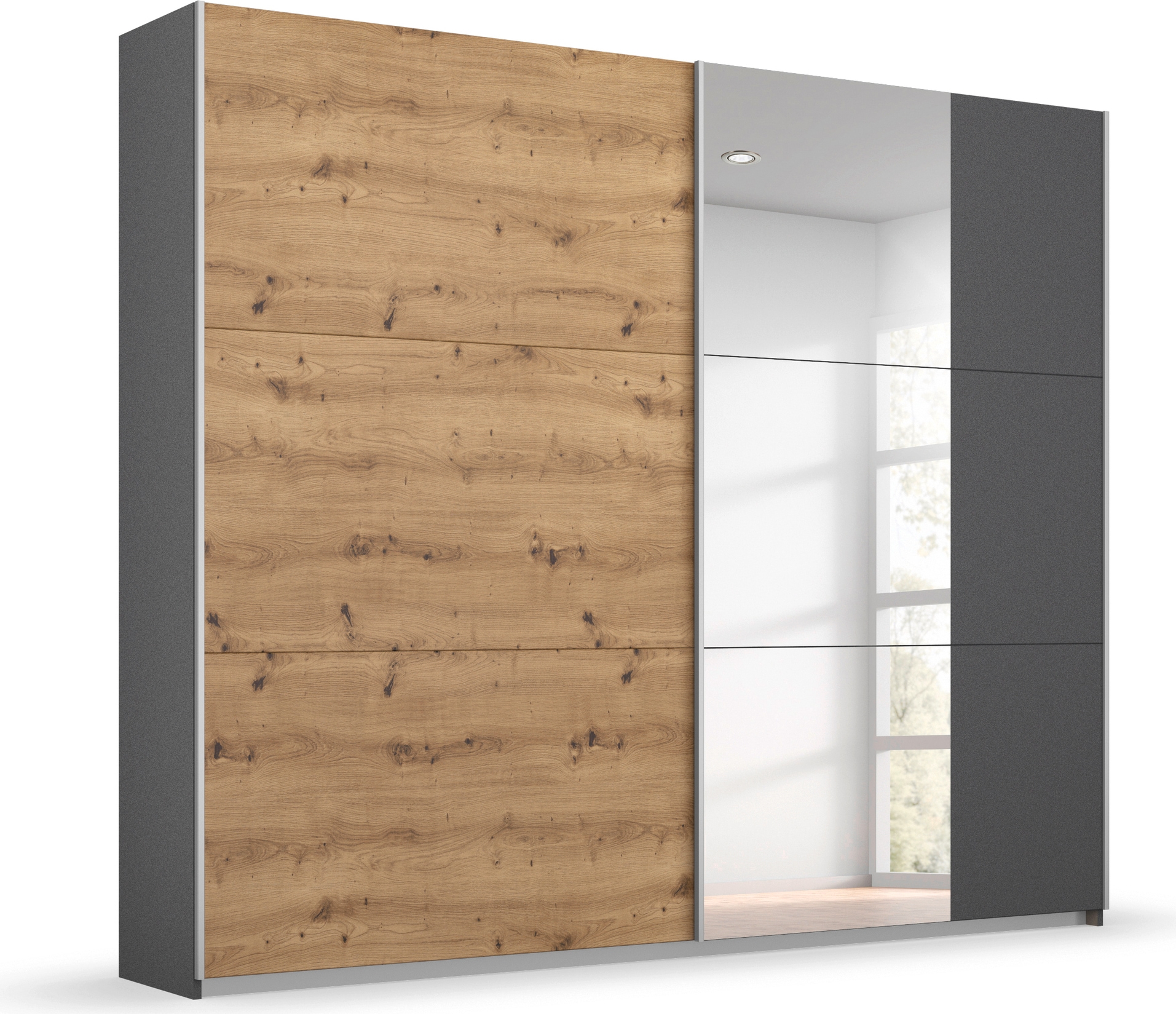 rauch Schwebetürenschrank "Kleiderschrank Schrank Garderobe AURELIO" 3 Ausstattungen BASIC/CLASSIC/PREMIUM (inkl. SOFT-CLOSE-FUNKTION), zeitloses Design, viele Farben, Breiten 175/218/261 cm MADE IN GERMANY