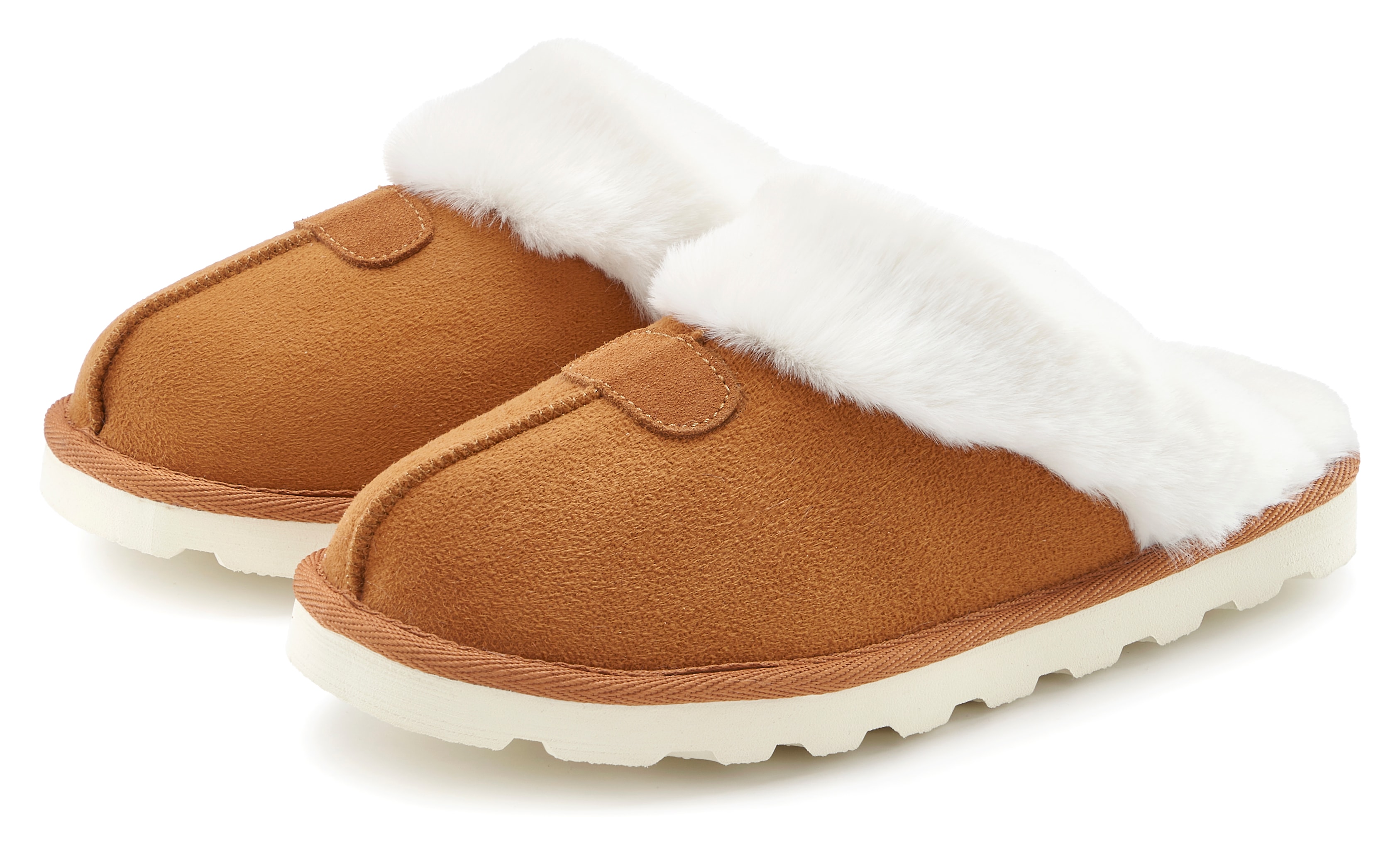 Vivance Dreams by Lascana Pantolette "Plüsch Hausschuh, Pantoffeln, Clogs, Schlappen, Hausschuh," mit Warmfutter VEGAN