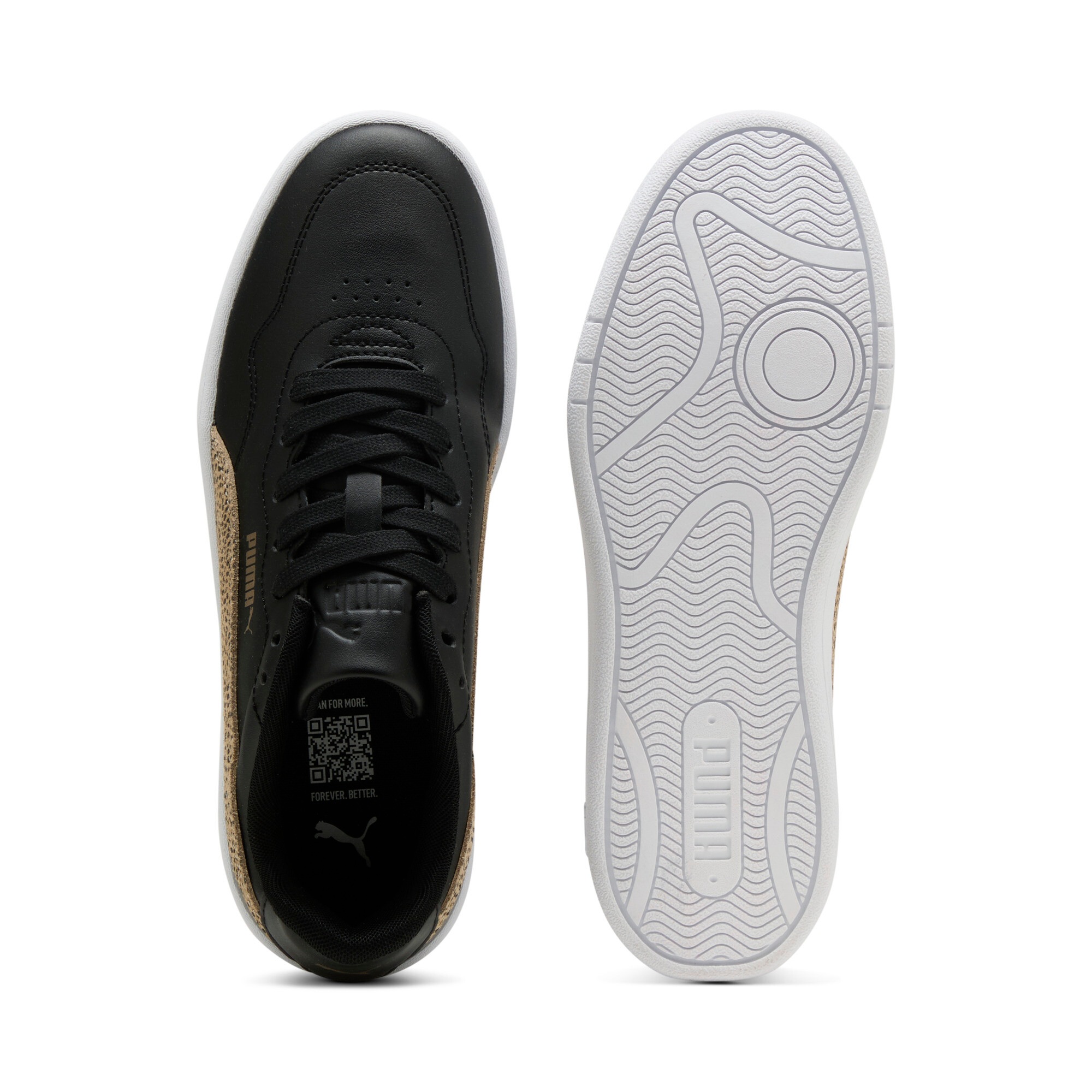 Sneaker PUMA "COURT LALLY TOPCAT", Damen, Gr. 38,5, puma schwarz, toasted almond, Synthetik, Schuhe Sneaker, leicht profilierte Gummilaufsohle, Schnürverschluss 3