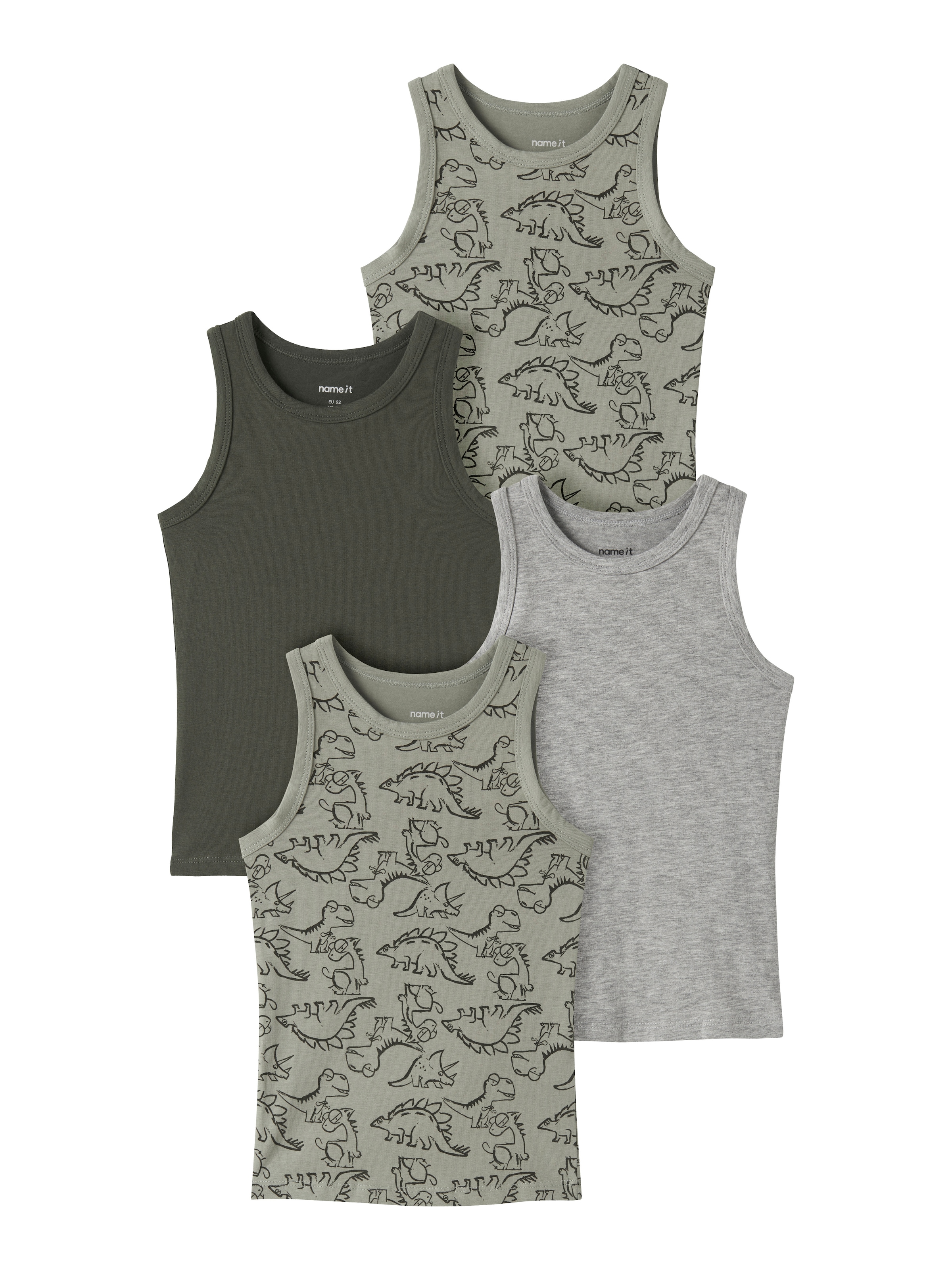 Name It Unterhemd "Nkmtank Für Jungen Mit Streifen Im 4er-Pack" Packung, 4 Stk. Gestreift, Casual, Regular Fit, Baumwollmischung, Rundhals