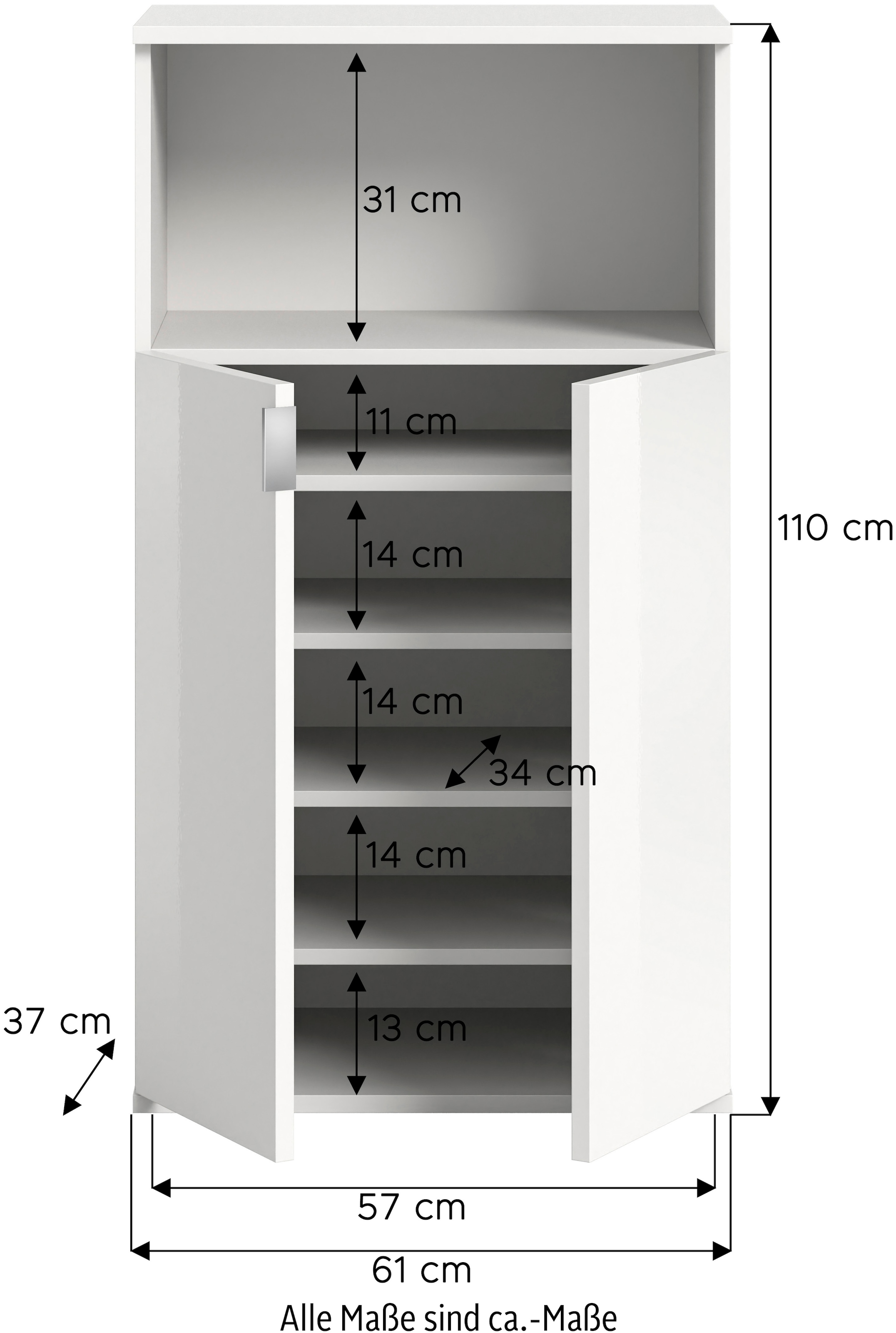 INOSIGN Schuhschrank, (1 St.), Trondheim,Schuhkommode H: 110 cm,Schuhkommode, Schuhschrank,Flur Diele