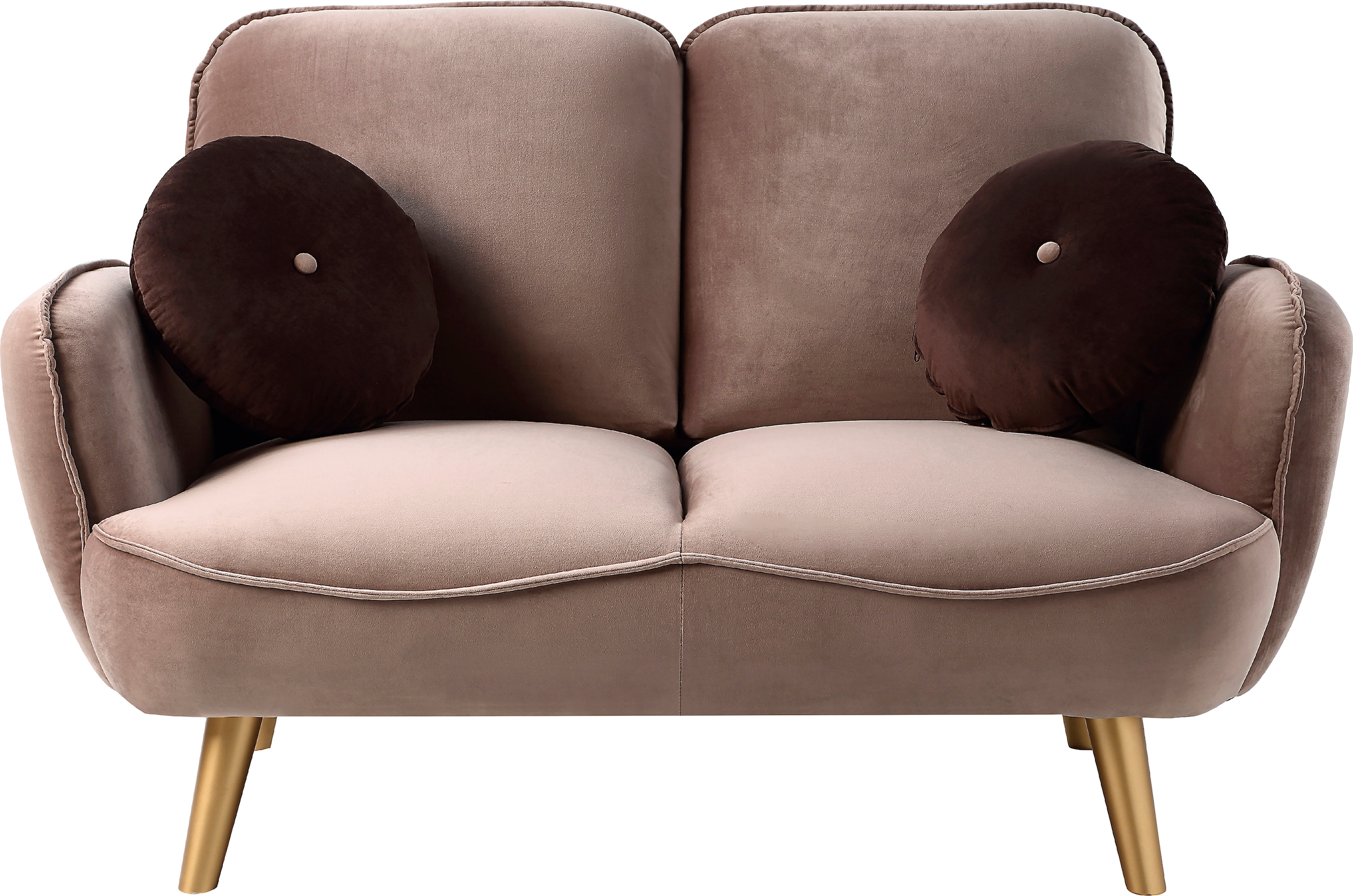 ATLANTIC home collection 2-Sitzer, mit Welleunterfederung,inkl. 2 Dekokissen,  goldenen Massivholzfüßen | BAUR | Einzelsofas
