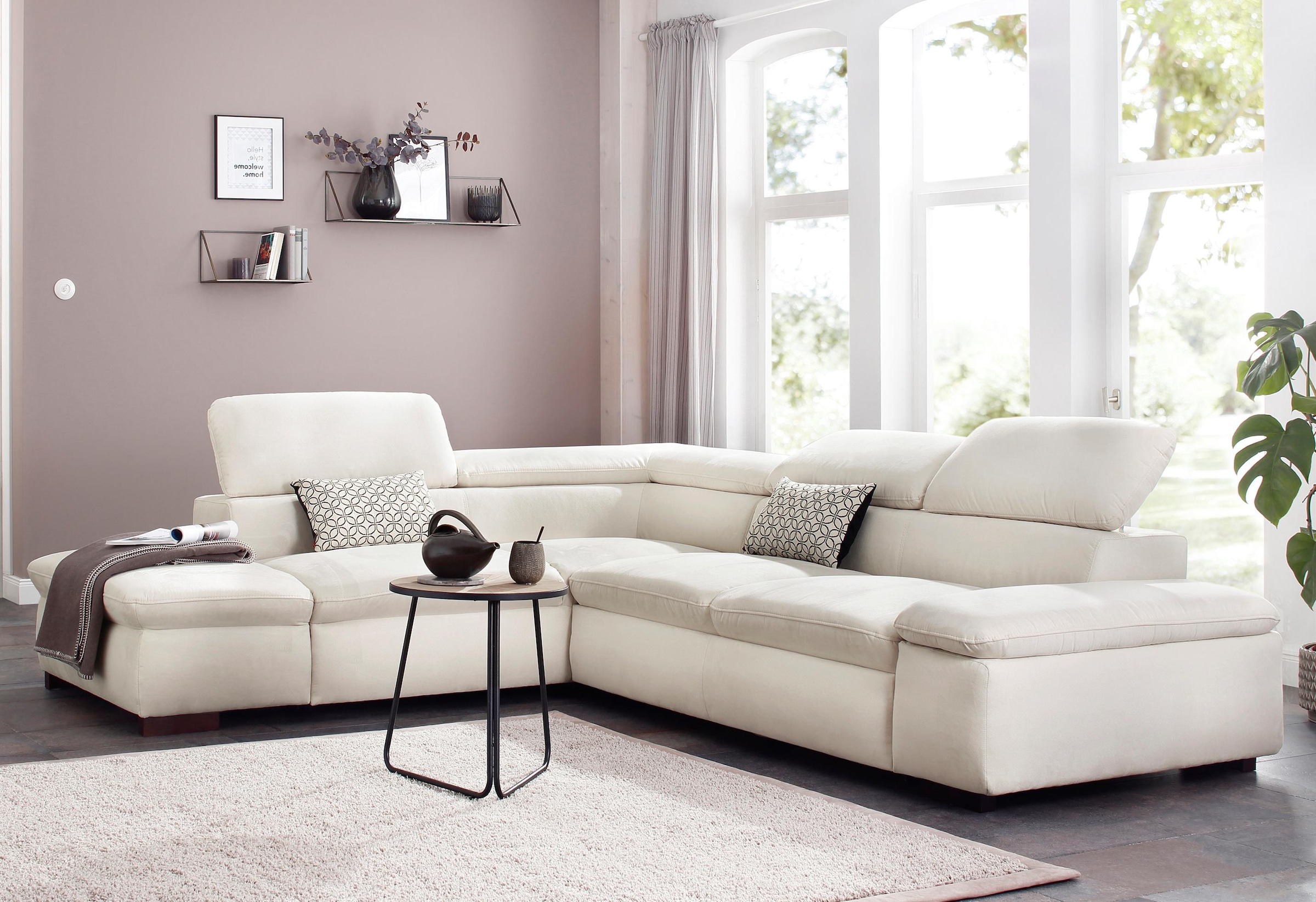 Home affaire Ecksofa »Alberto L-Form«, mit Kopfteilverstellung, wahlweise mit Bettfunktion