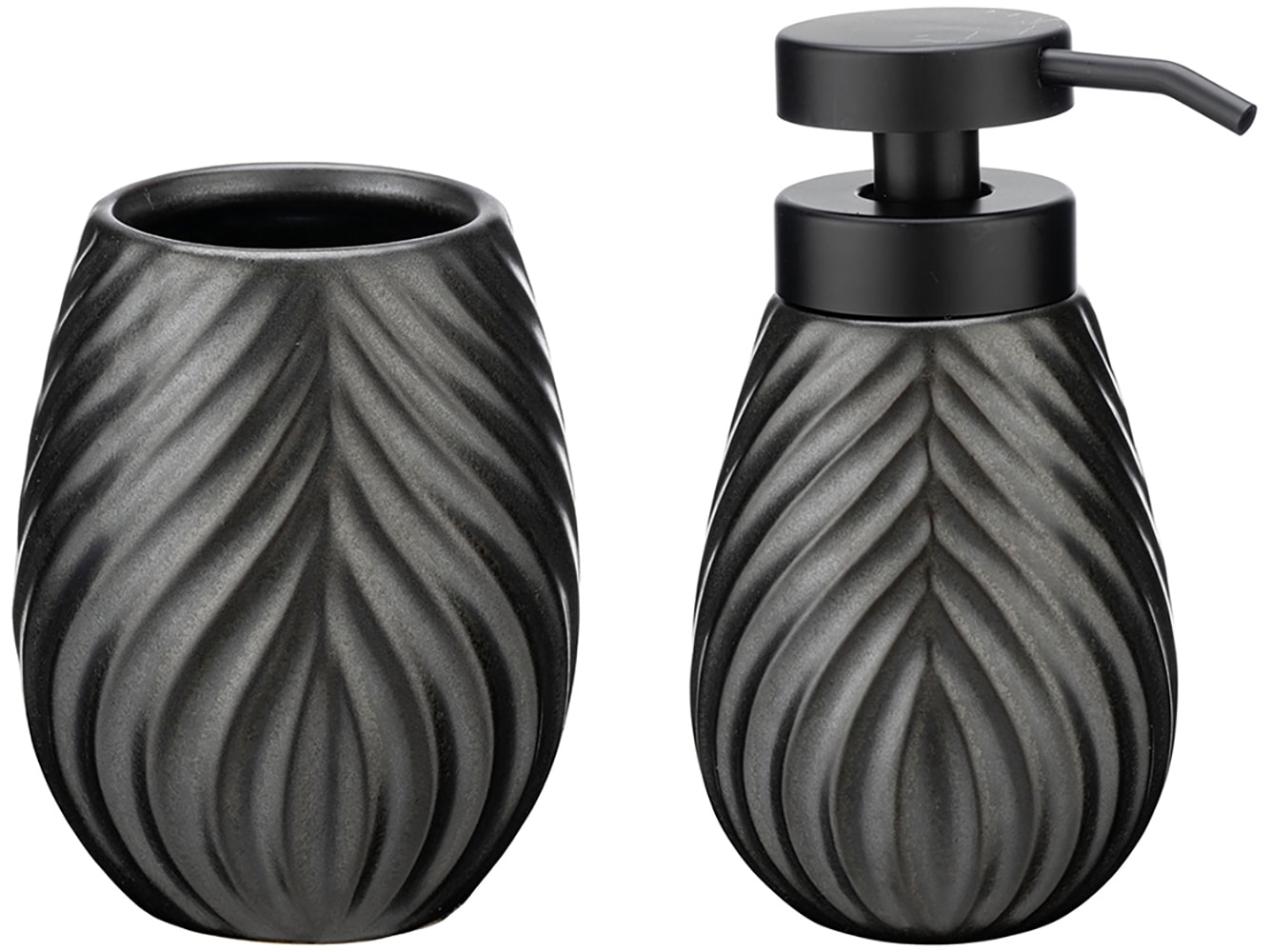 WENKO Badaccessoire-Set "Modell Idro Anthrazit" Seifenspender und Zahnputzb günstig online kaufen