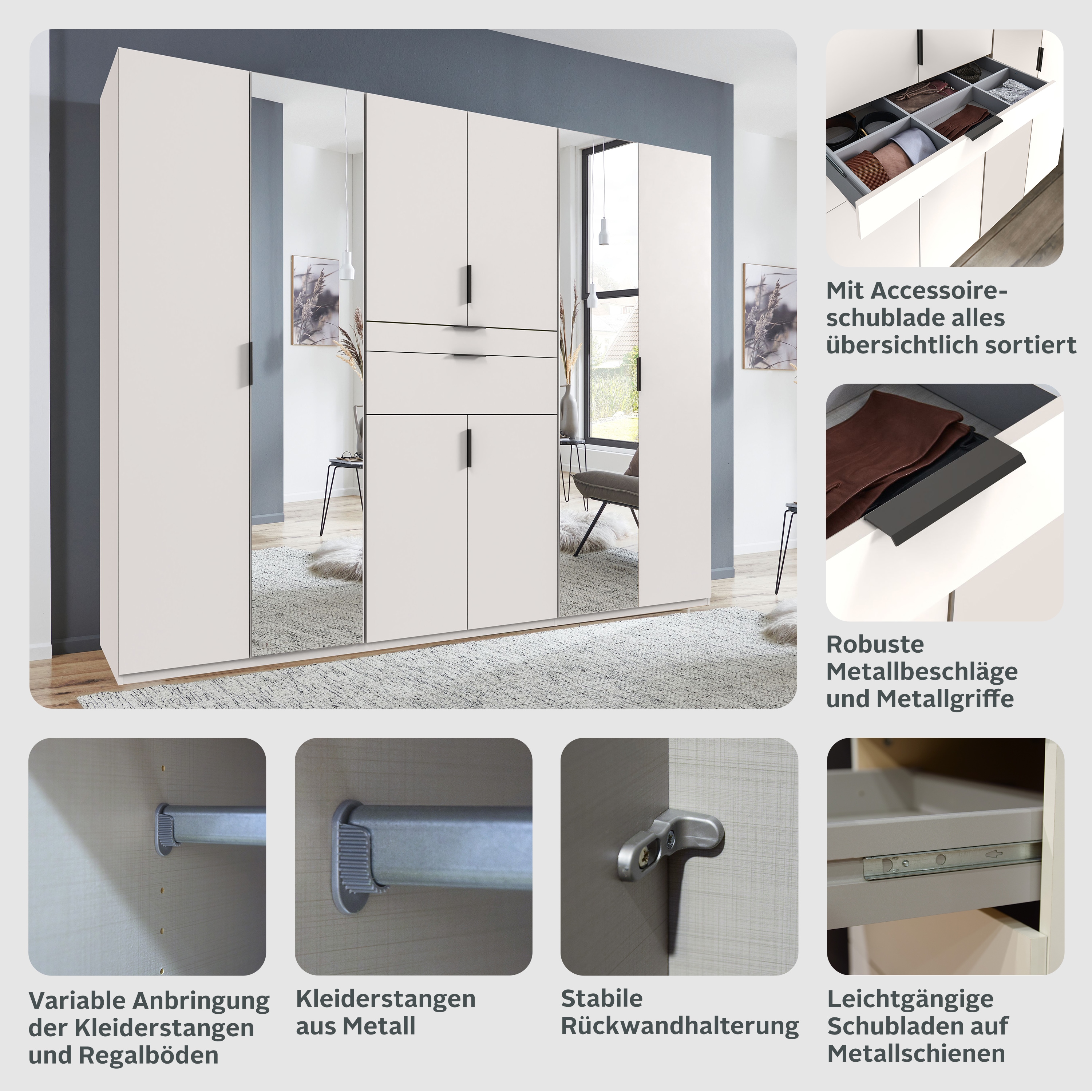 Thumbnail - Wimex Drehtürenschrank "Moldau Kleiderschrank mit Spiegel Schlafzimmerschrank Bestseller" Wähle deine Innenausstattung f...