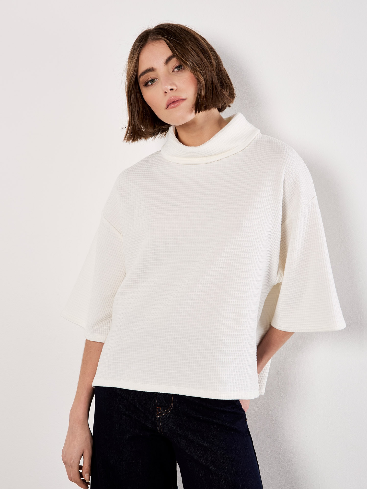 Apricot Rollkragenshirt "Waffelstrick-T-Shirt"