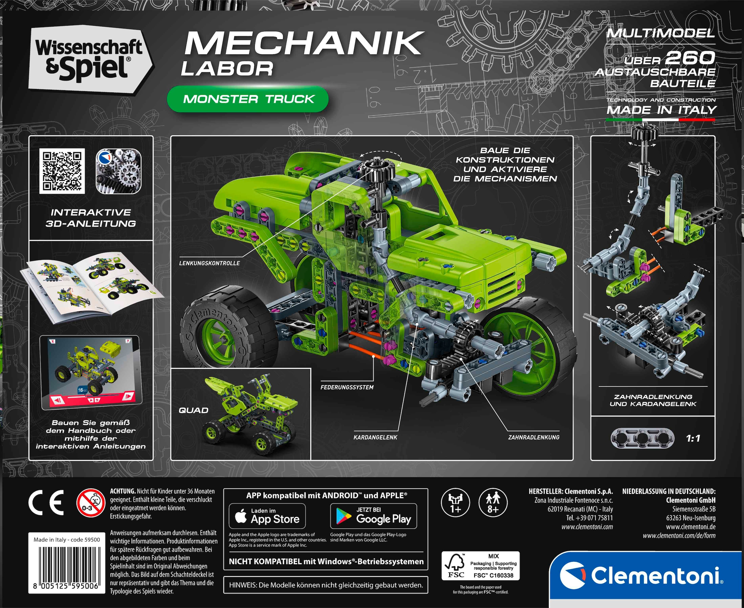 Clementoni® Modellbausatz »Mechanik Labor, Monster Truck« Made in Europe