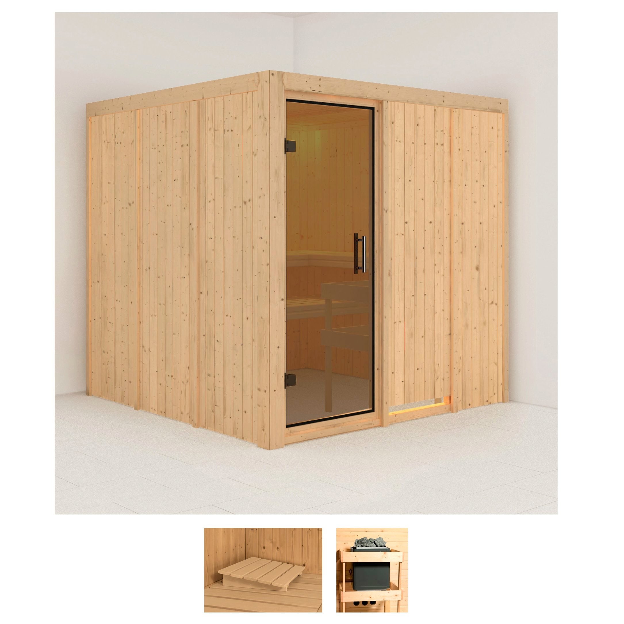 KARIBU Sauna "Rodin", ohne Ofen, (ohne Ofen), beige, Saunen, ohne Ofen