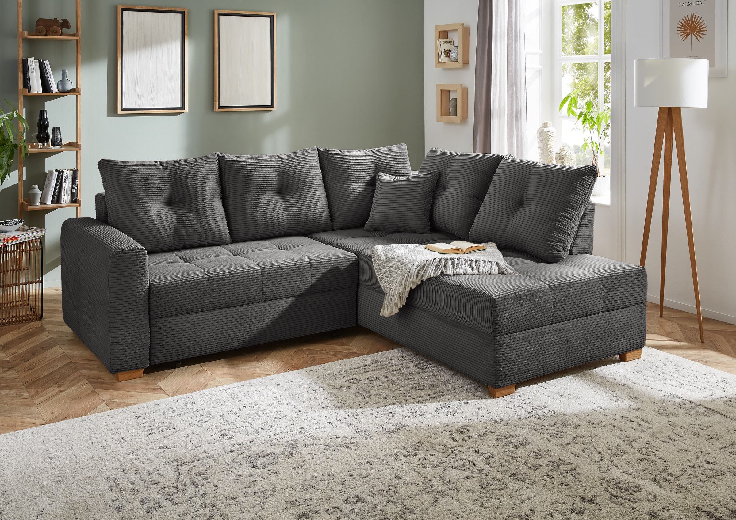 Jockenhöfer Gruppe Ecksofa "Heidelberg L-Form, B: 228 cm" mit Schlaffunktion, Bettkasten & Zierkissen