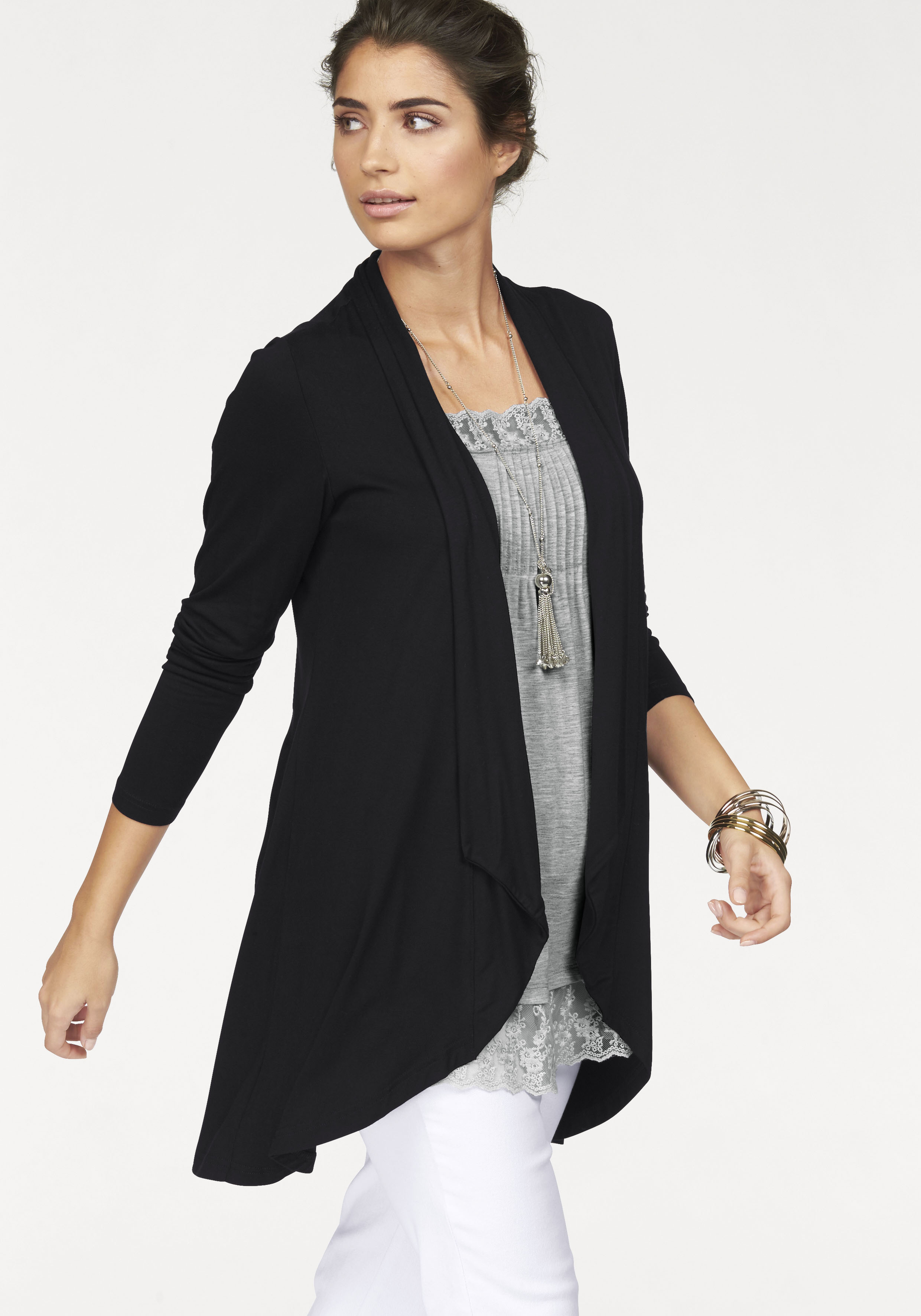 Boysens Shirtjacke Langarm, mit Schalkragen, aus elastischem Jersey