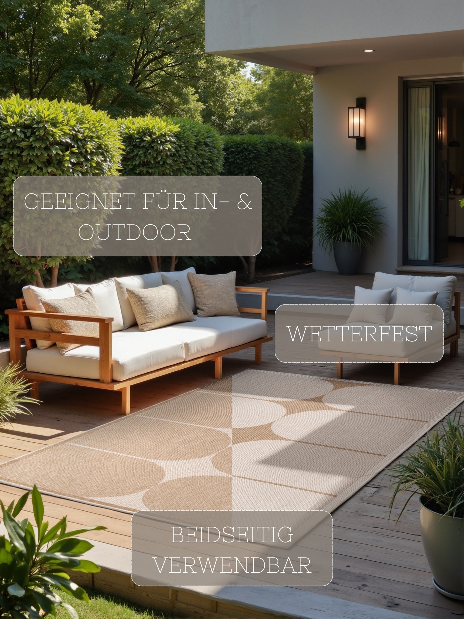 NORTHRUGS Outdoorteppich »Bowen Wendeteppich«, rechteckig, 5 mm Höhe, Läufer, In und Outdoor, Flachgewebe, wetterfest, pflegeleicht, robust