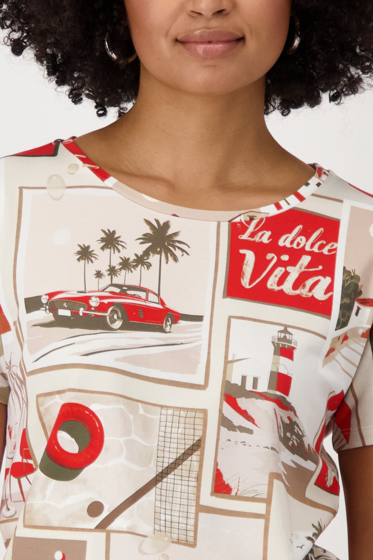 Monari T-Shirt »Shirt Polaroid allover«, Mit Rundhalsausschnitt
