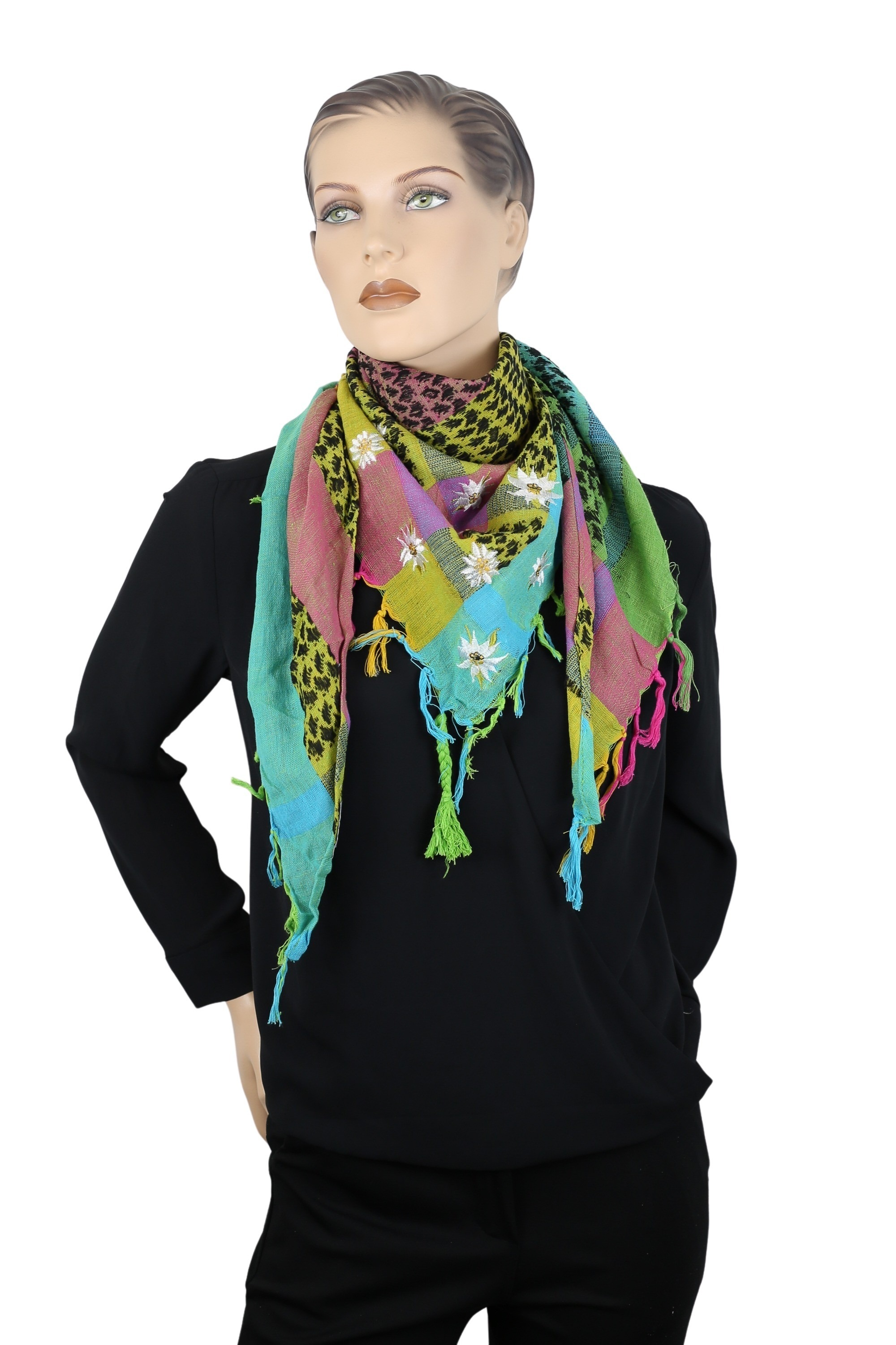 Allgäu Rebell Schal "Edel-Hippie" 1 Stk. tlg. mit Edelweiss Blüten in bunt günstig online kaufen