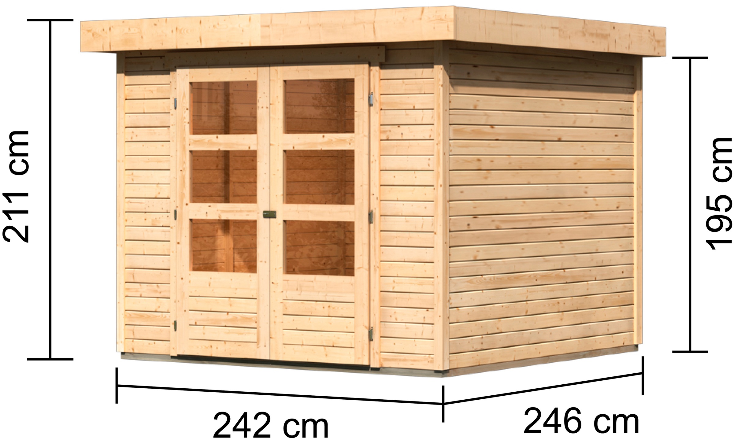 Karibu Gartenhaus »Arnis 3,5«, naturbelassen oder terragrau