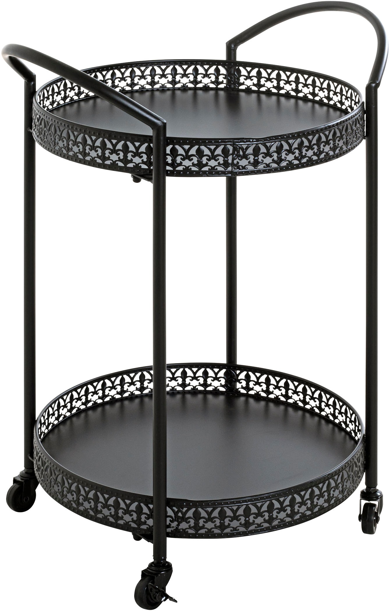 HAKU Servierwagen »Dinett, Kaffeetisch, Küchenwagen, Serviertisch, Teewagen, Trolley« 1 Stk. tlg. rund - aus Metall Schwarz - Ø/H /71 cm