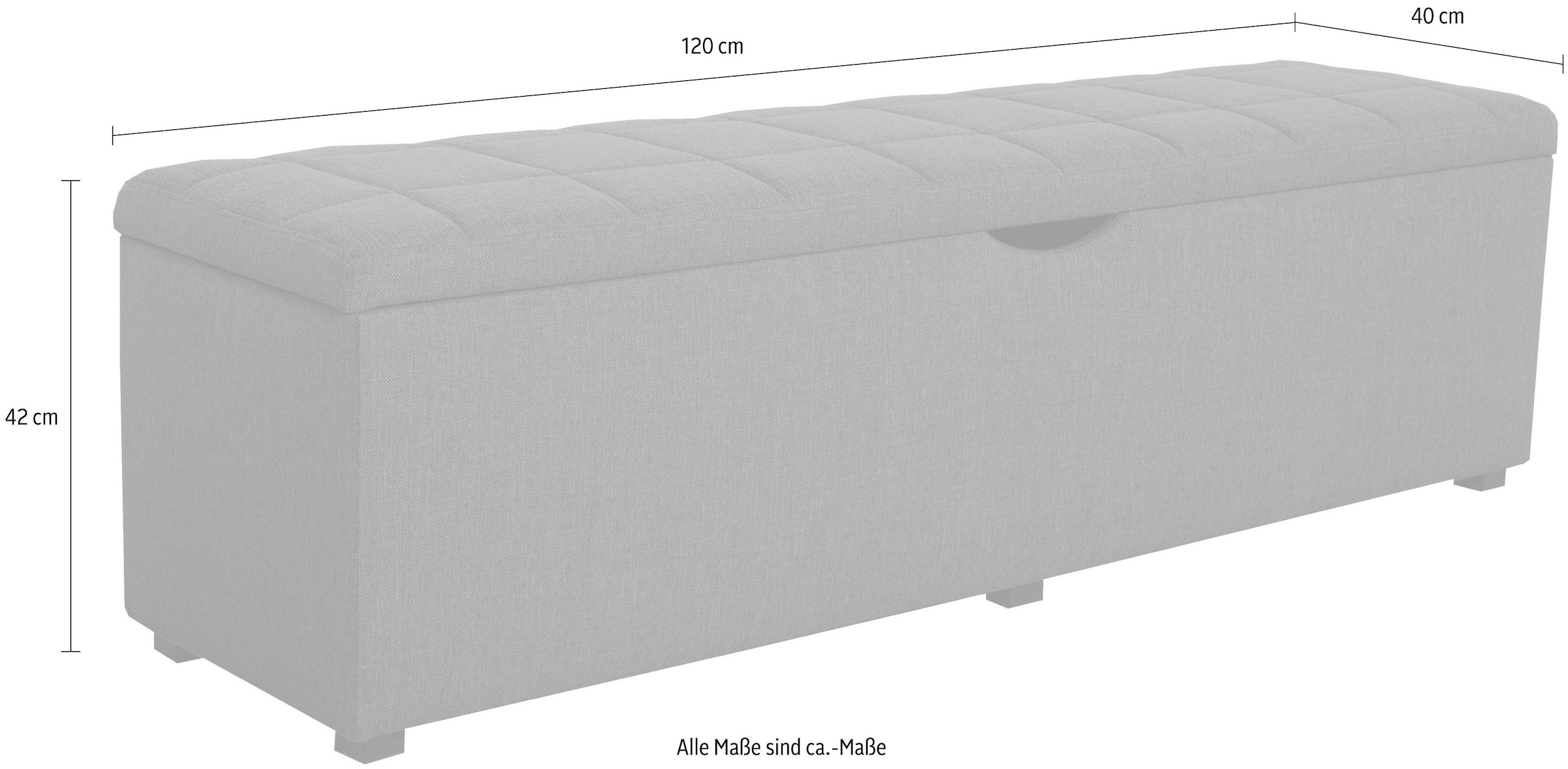Places of Style Hockerbank »Checked«, mit Stauraum, Breite 120 cm und 160 cm, als Bettbank geeignet