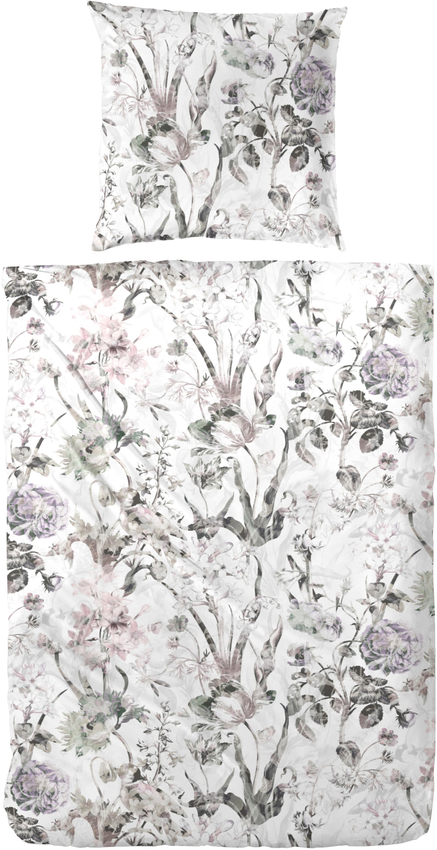 Primera Bettwäsche "Mako-Satin Bettwäsche Levin" 2 Stk. mit extravaganten Blumen-Prints