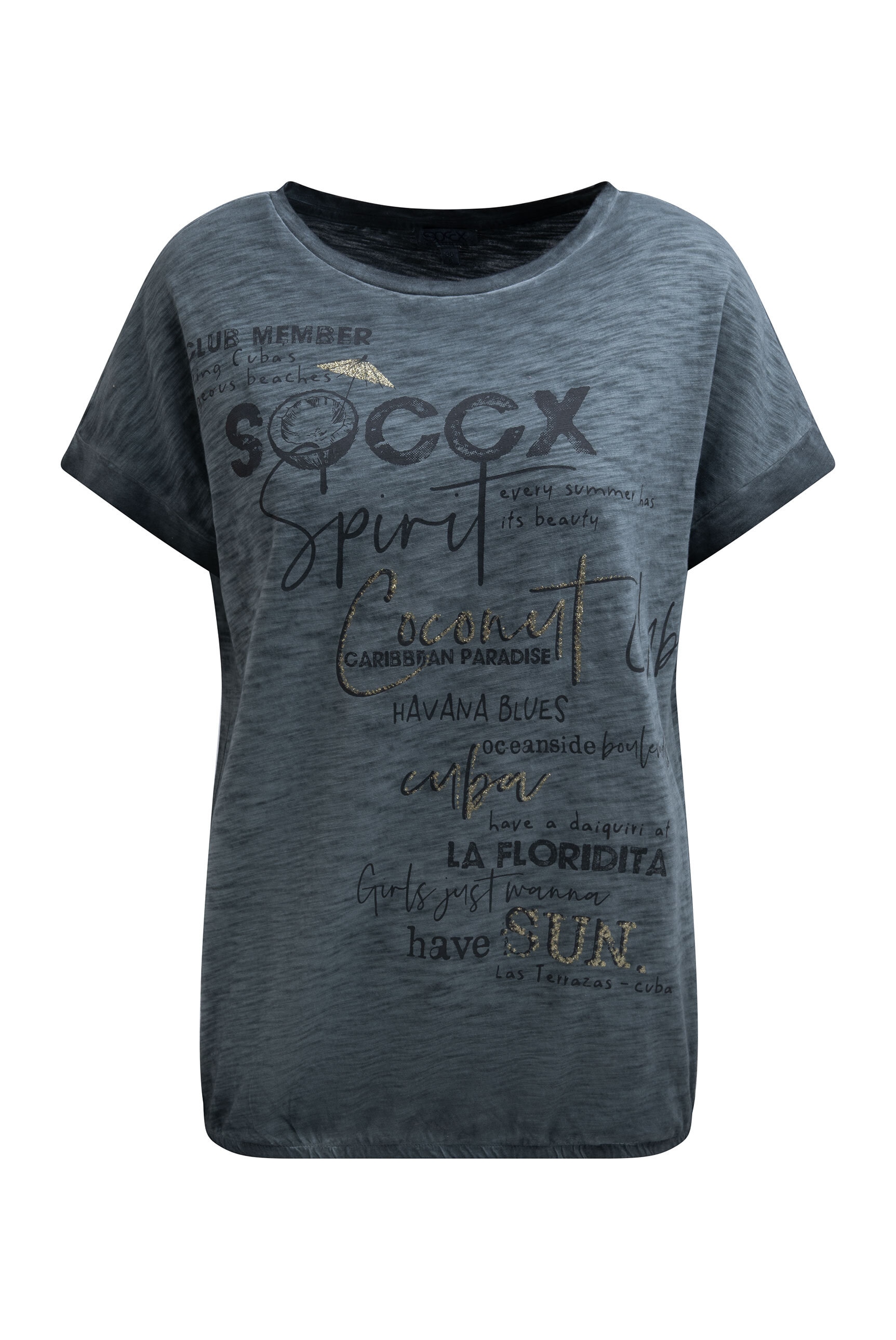SOCCX Rundhalsshirt mit Gummizug im Saum
