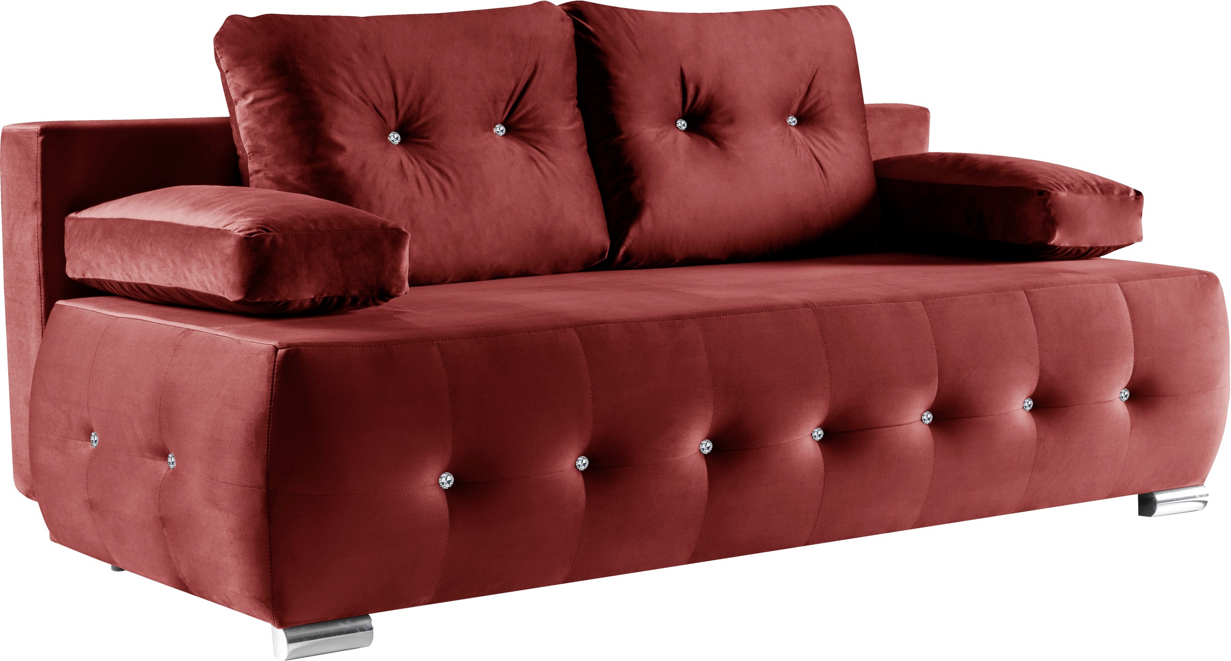 Thumbnail - WERK2 Schlafsofa "Monaco Design Bettsofa, pflegeleichter Samtoptik Bezug, Breite 205cm", 2-Sitzer Schlafcouch mit Bettka...