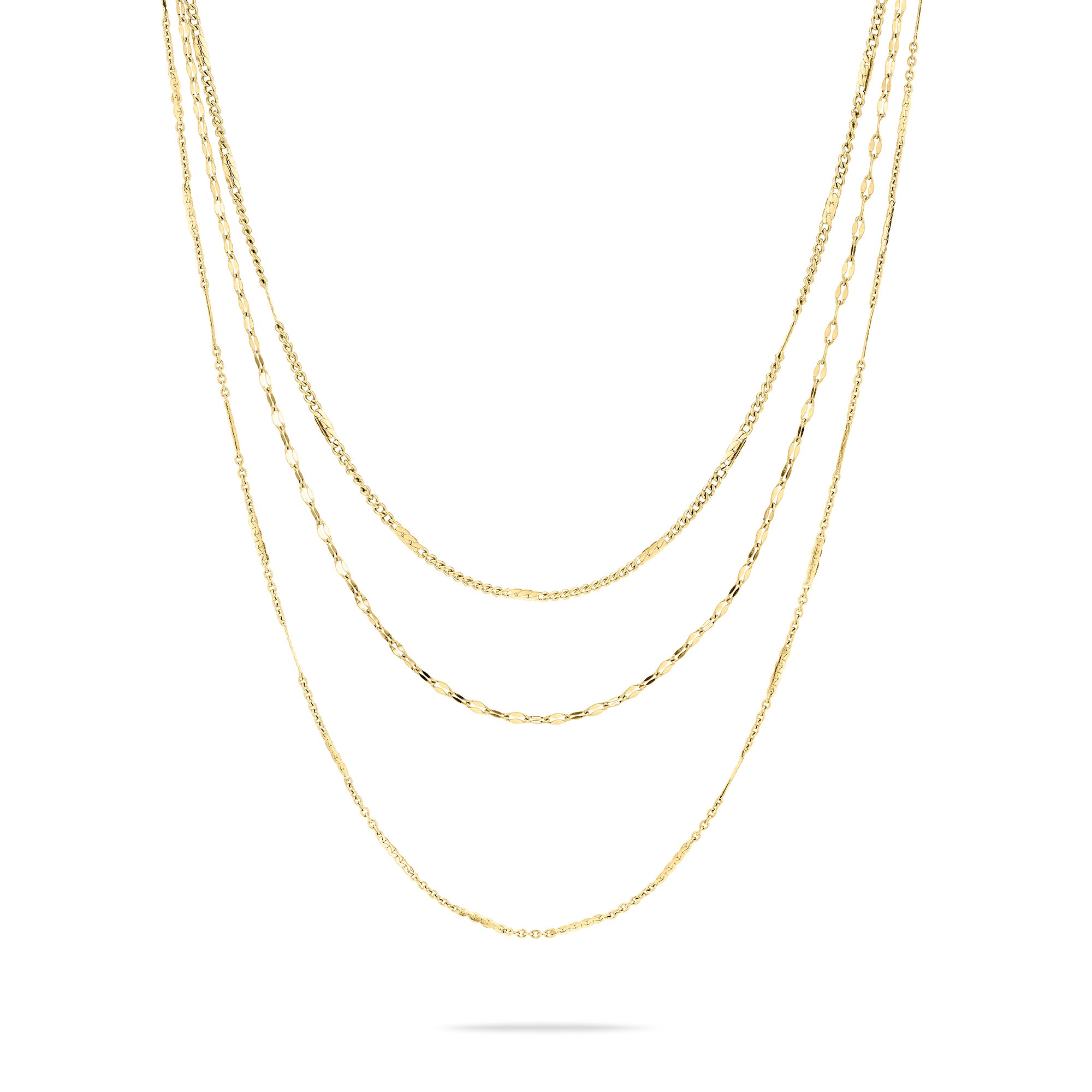 Damen Kette ohne Anhänger "Schmuck Edelstahl Sparkling With Layers", Edelstahl, L: 58 B: 1mm, gold, LIEBESKIND BERLIN, Edelstahl, B:1mm, Halsketten