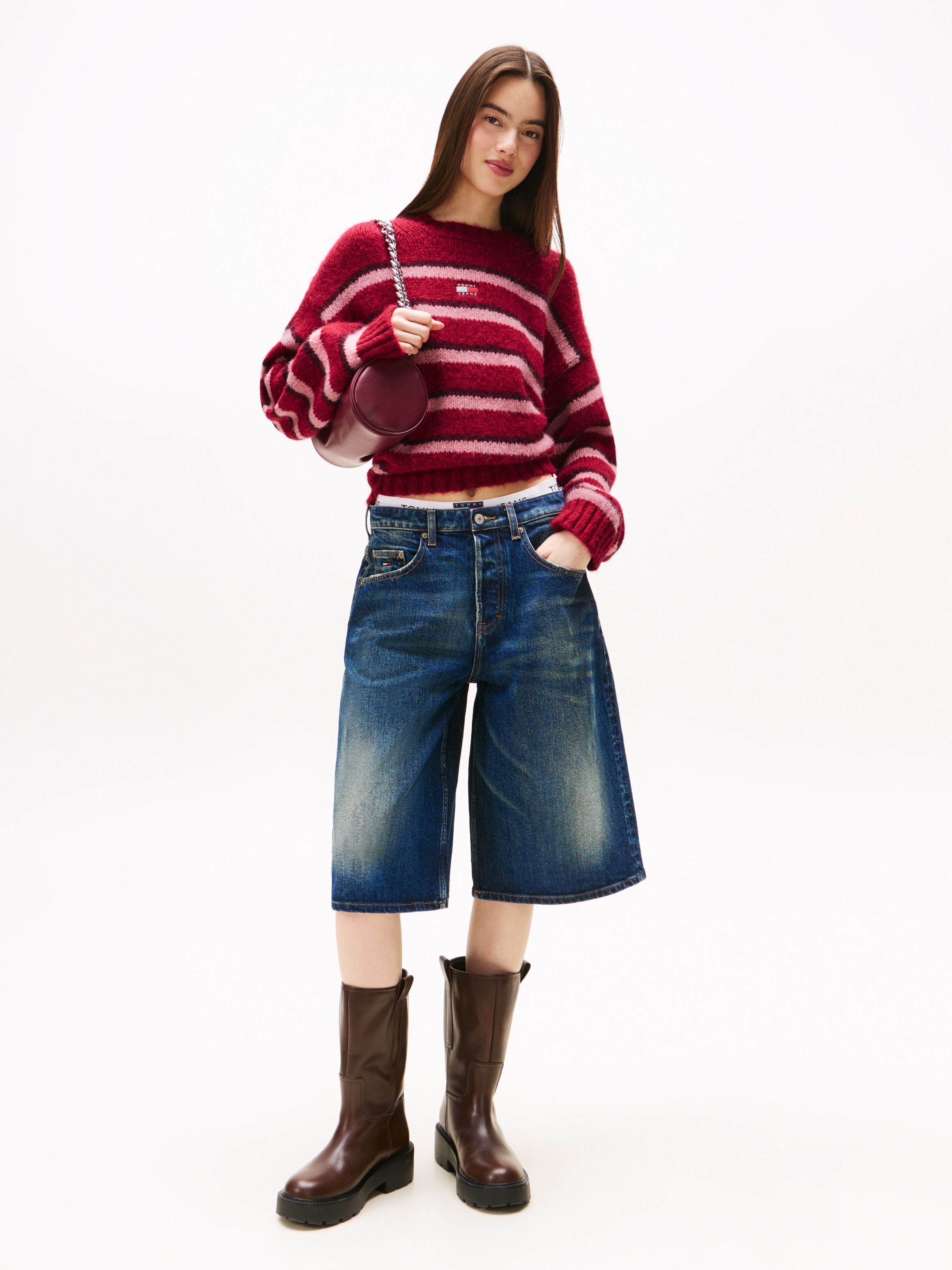 Thumbnail - Tommy Jeans Rundhalspullover "TJW BADGE STRIPE FLUFFY SWEATER" mit Alpaka