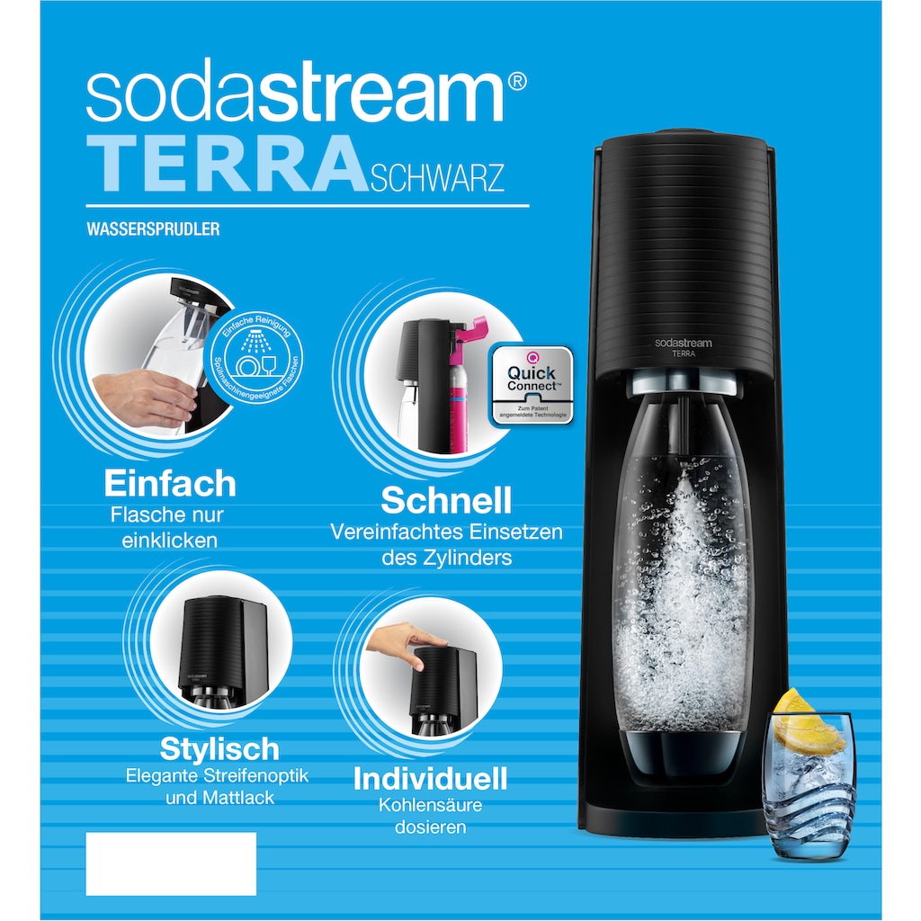 SodaStream Wassersprudler »TERRA Bundle«, (Set, 4 tlg.), SodaStreamWassersprudler,CO2-Zylinder+ 1L Kunststoff-Flasche