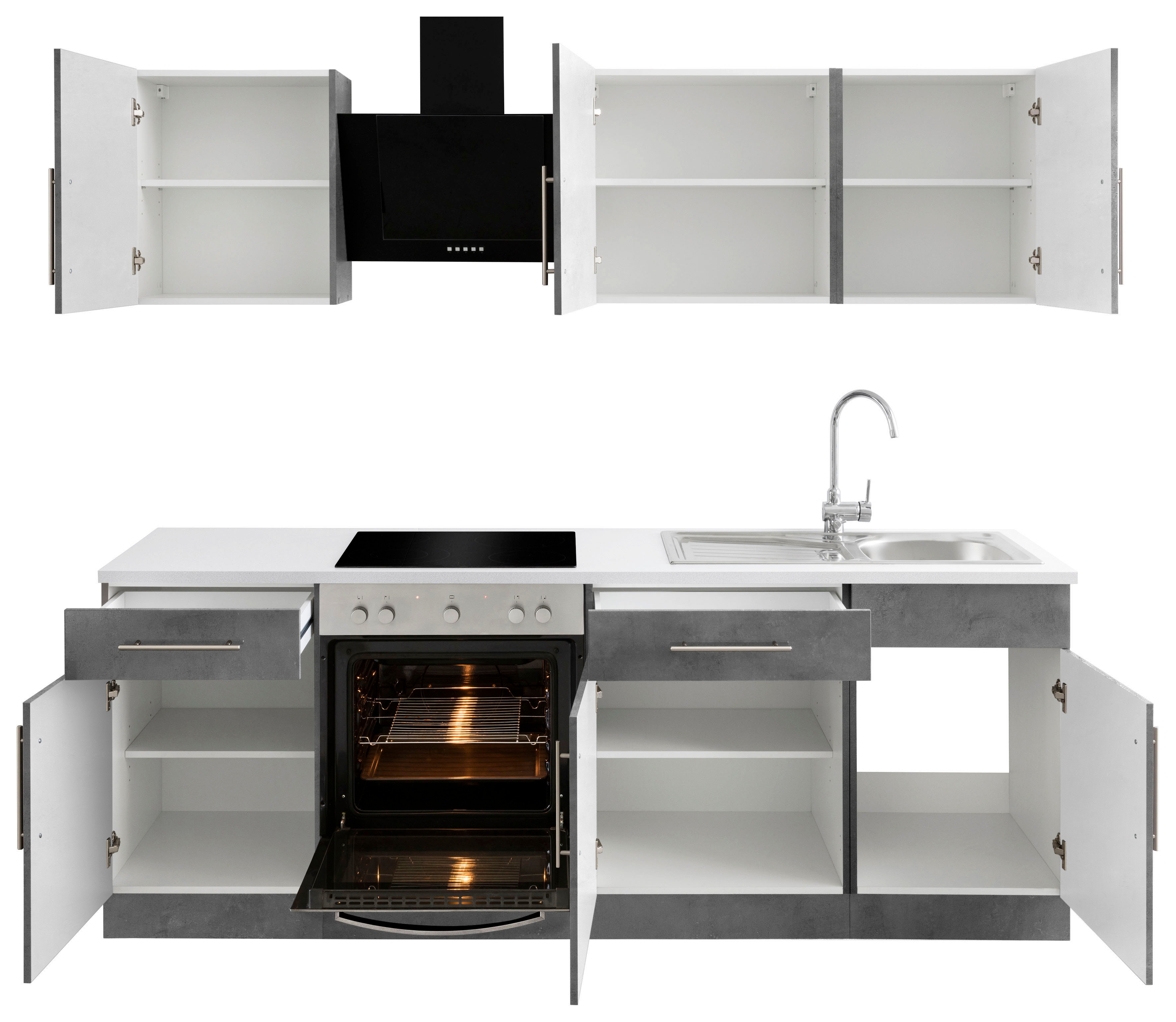 Thumbnail - wiho Küchen Küchenzeile "Cali, TOPSELLER" mit E-Geräten, Breite 220 cm mit Metallgriffen