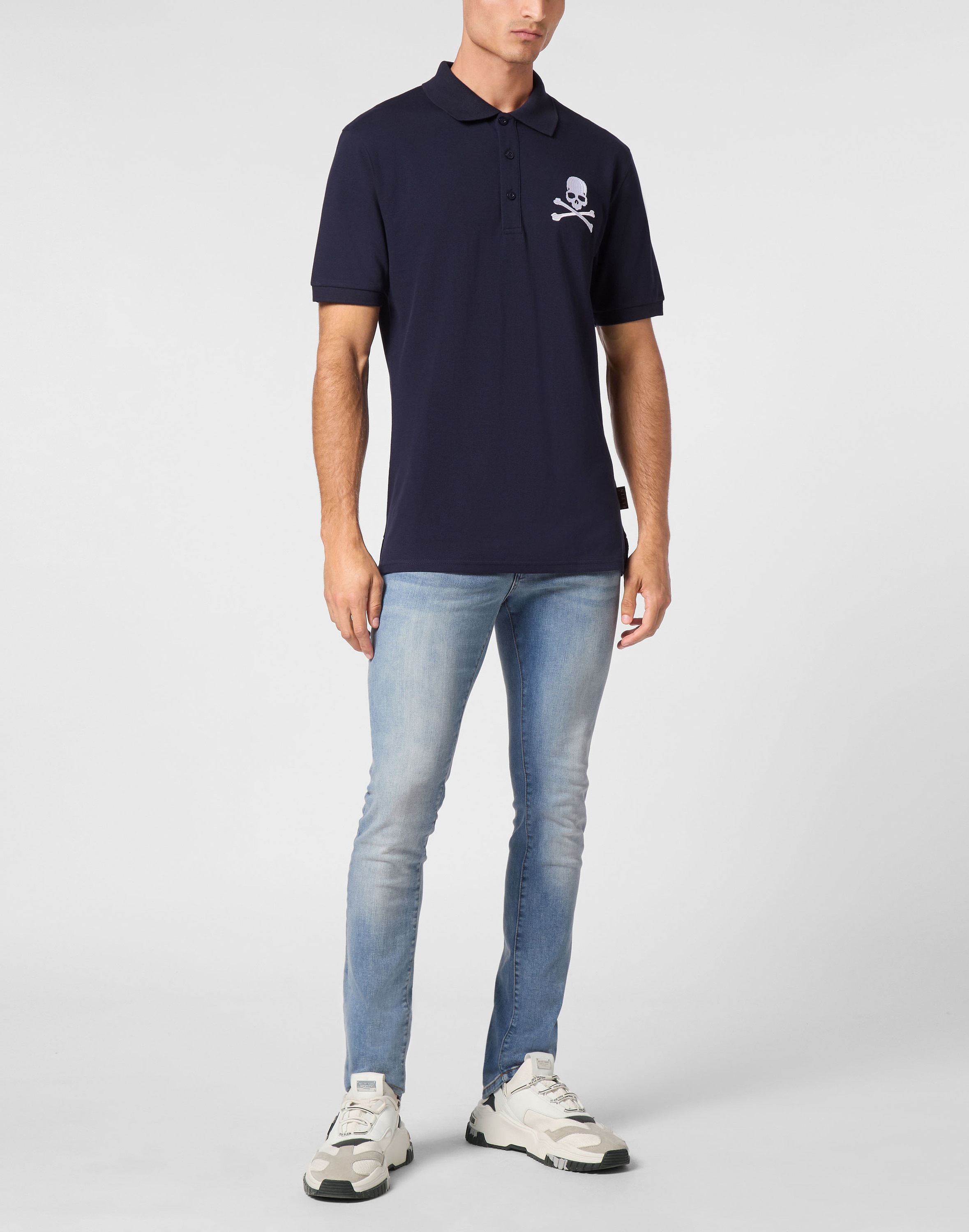 Poloshirt PHILIPP PLEIN "Skull&Bones", Herren, Gr. S, 14, dunkelblau, Obermaterial: 100% Baumwolle, Shirts 2