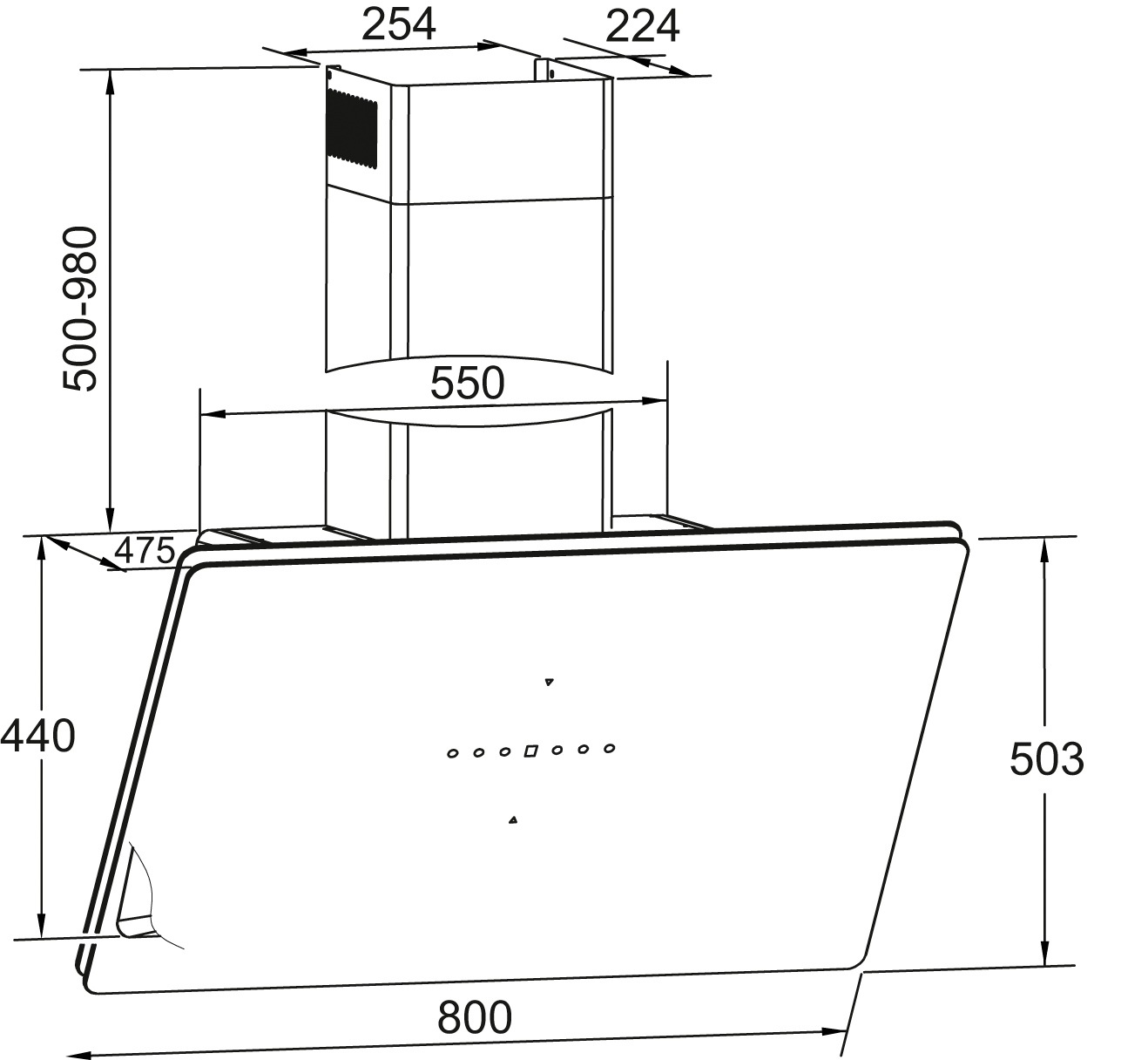 Amica Kaminhaube »KHF 695 801 S« Schwarz, stilvoll, flexibel – helles Licht, schnell sauber
